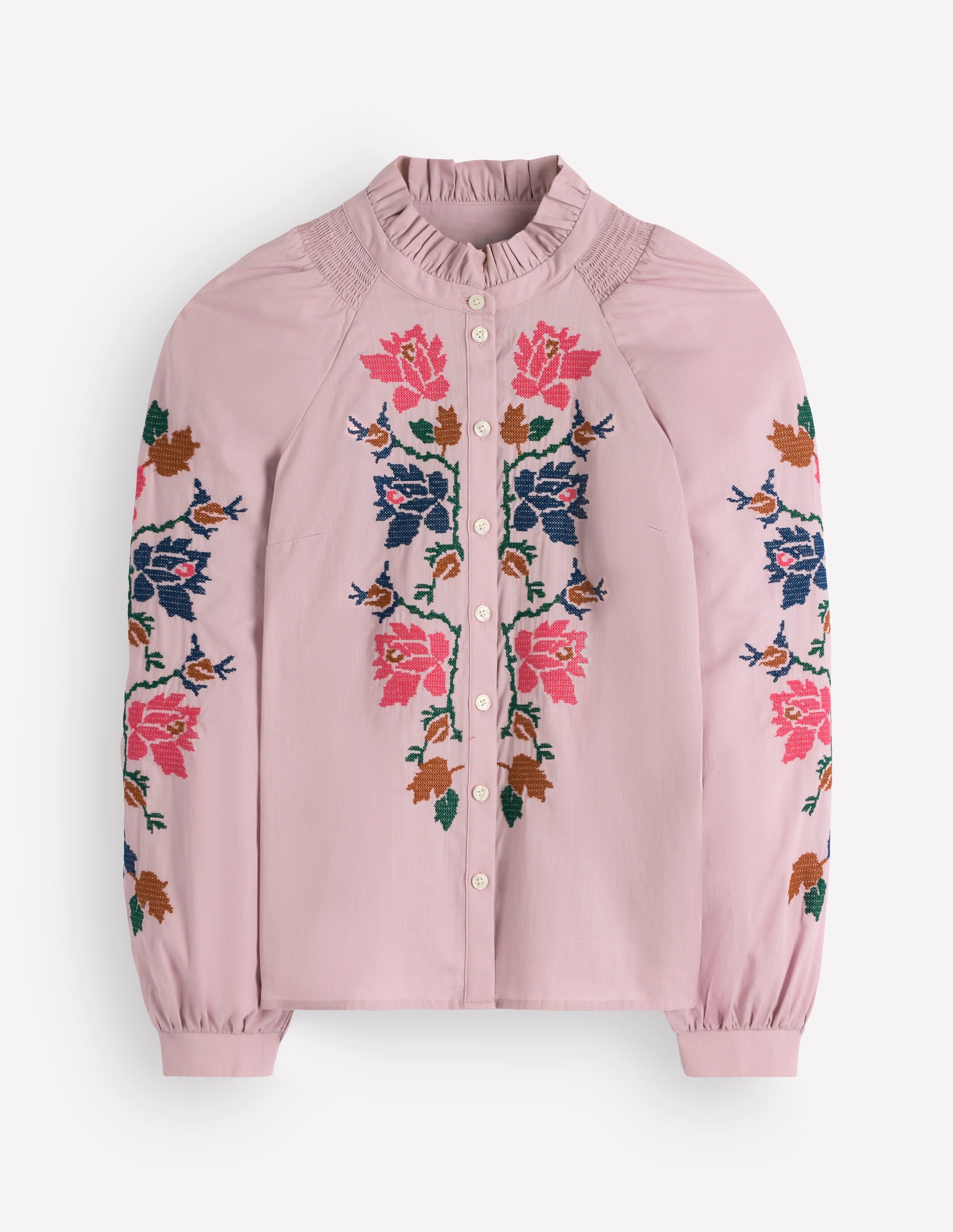 Erica Cotton Frill Top-Soft Pink, Embroidered Floral - Image 8