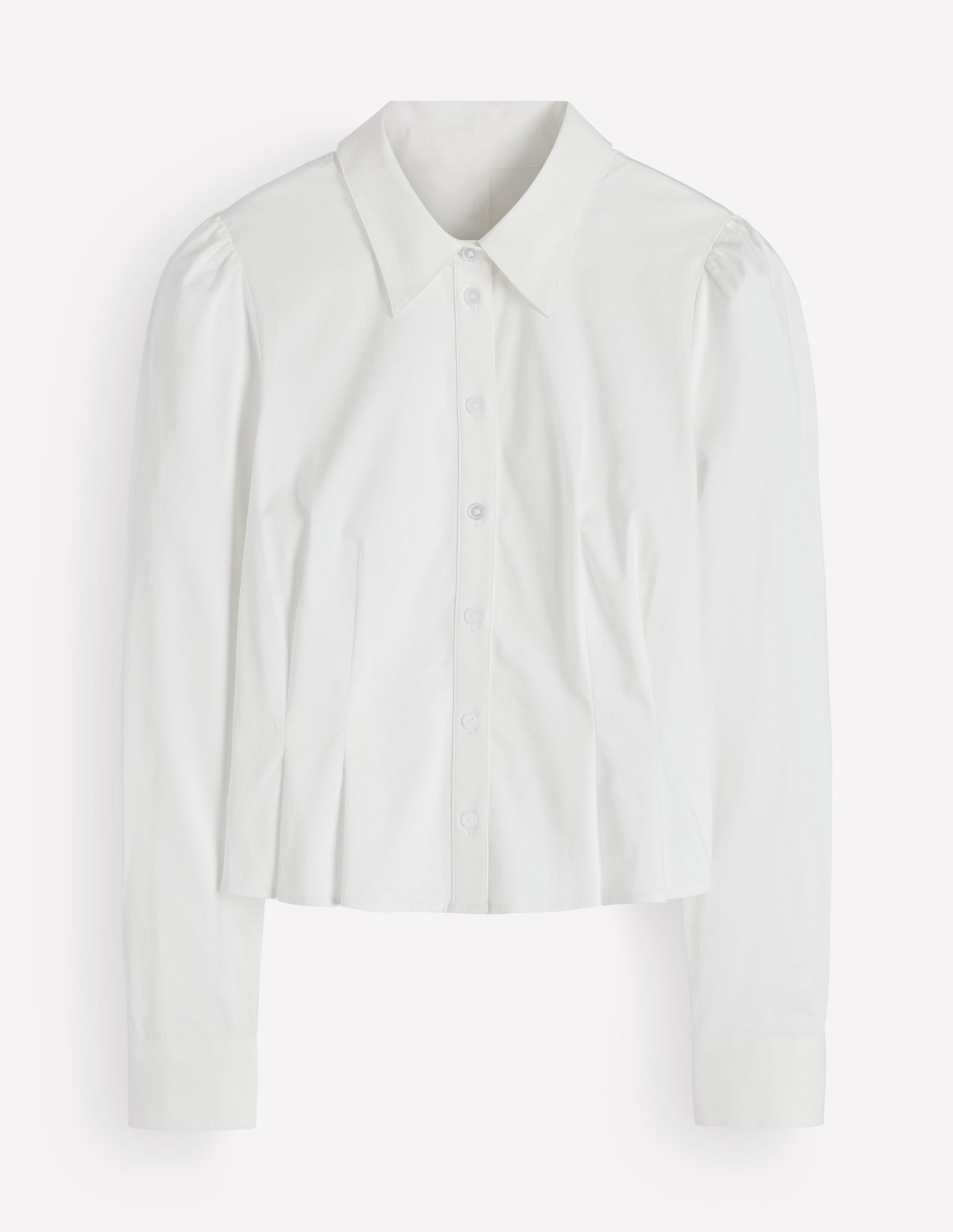 Julia Darted Cotton Shirt-White - Image 5