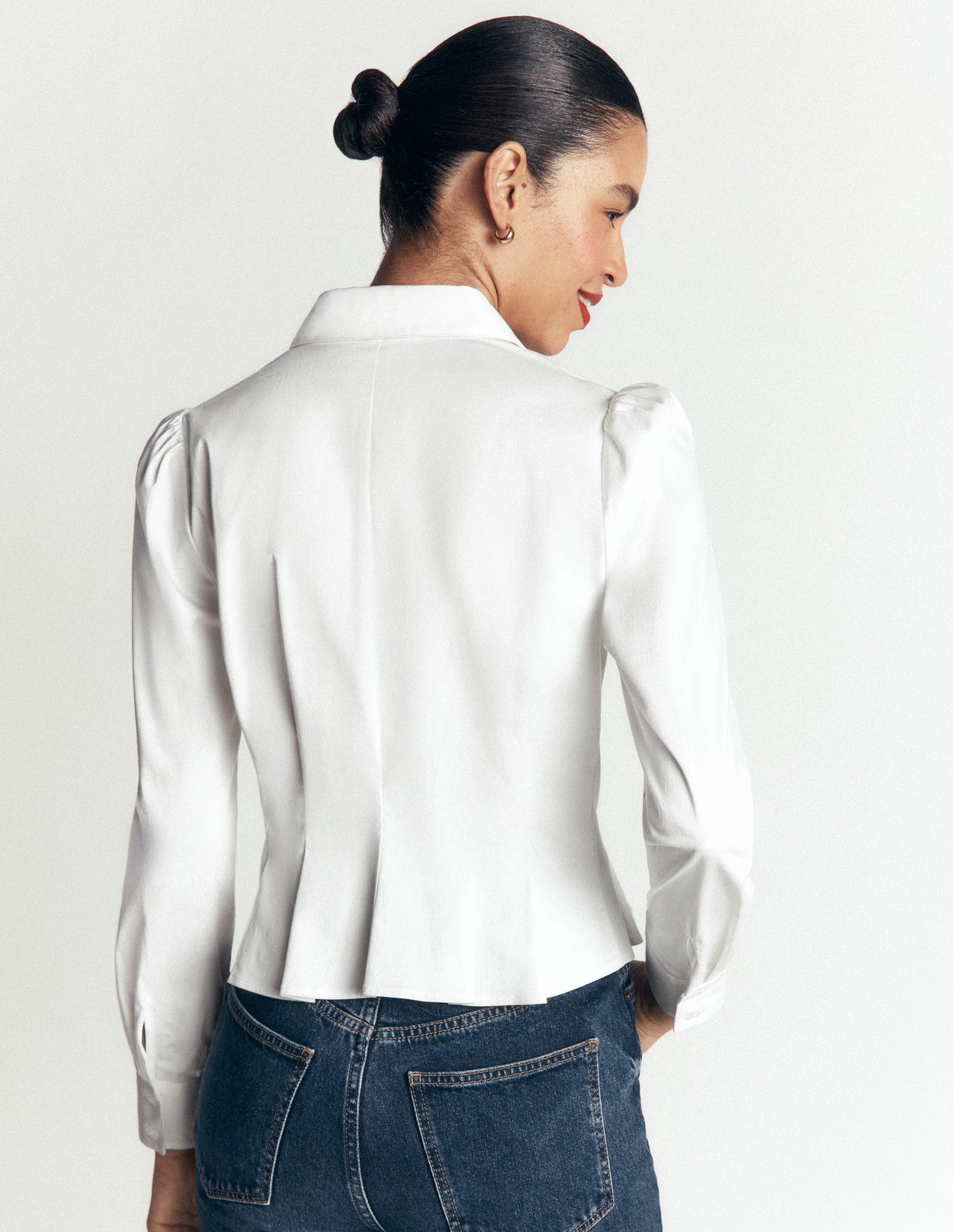 Julia Darted Cotton Shirt-White-3