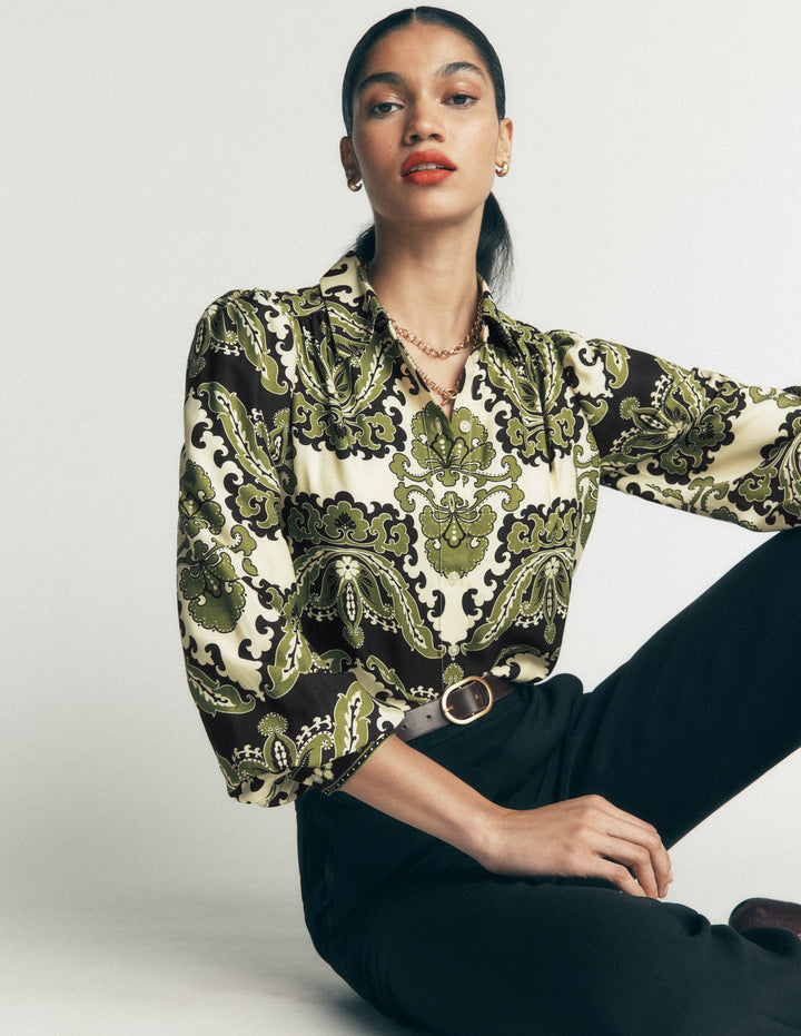 Long Sleeve Printed Shirt-Multi, Blossoming Gardenia