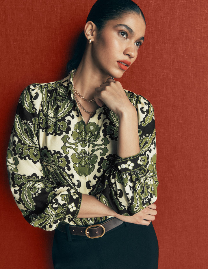 Long Sleeve Printed Shirt-Multi, Blossoming Gardenia