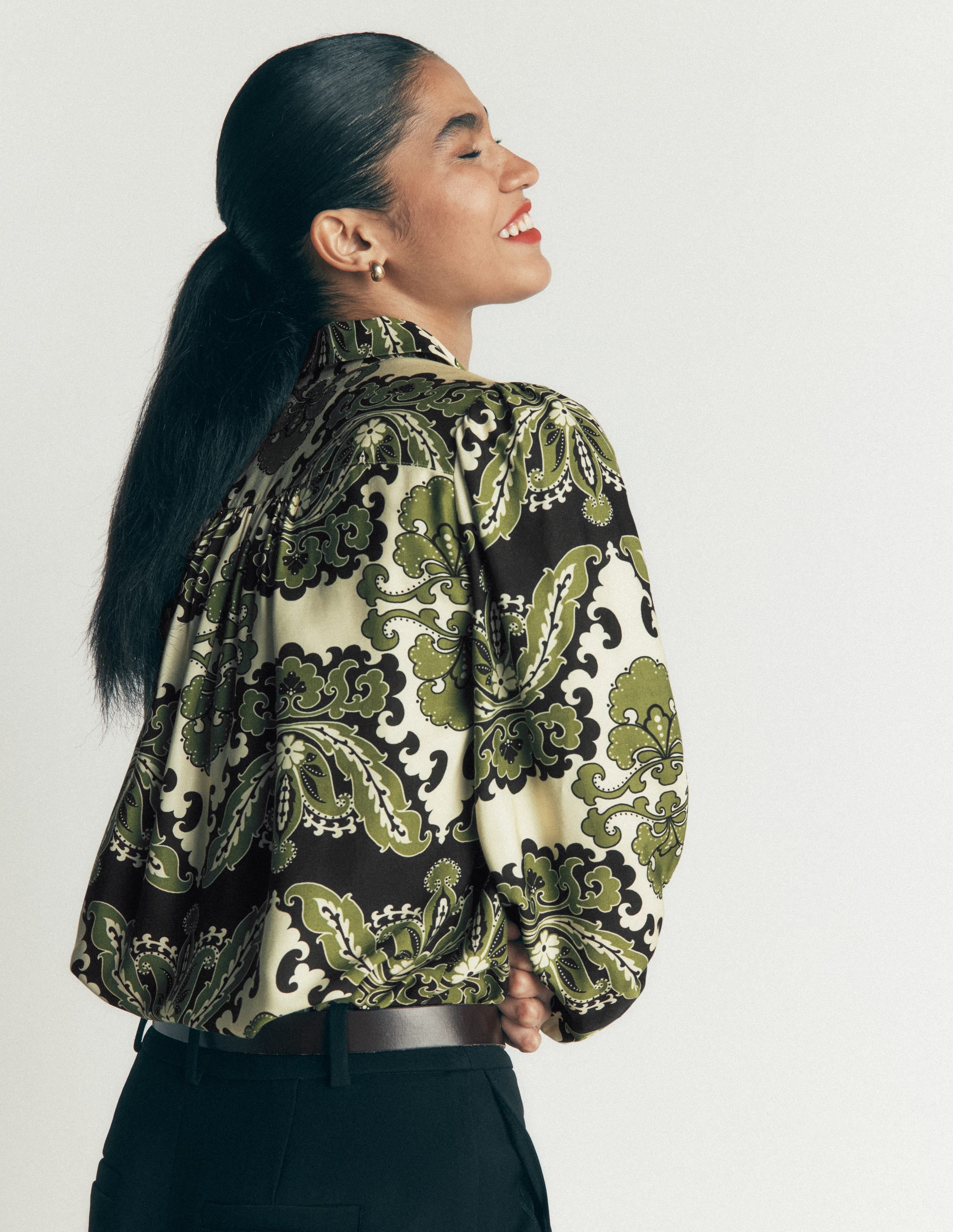 Long Sleeve Printed Shirt-Multi, Blossoming Gardenia - Image 3