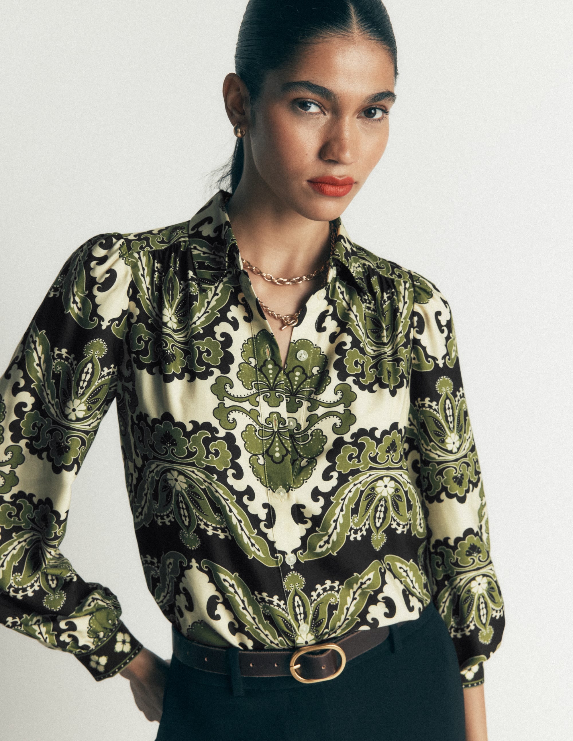 Long Sleeve Printed Shirt-Multi, Blossoming Gardenia - Image 4