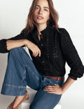 Cotton Broderie Top-Black