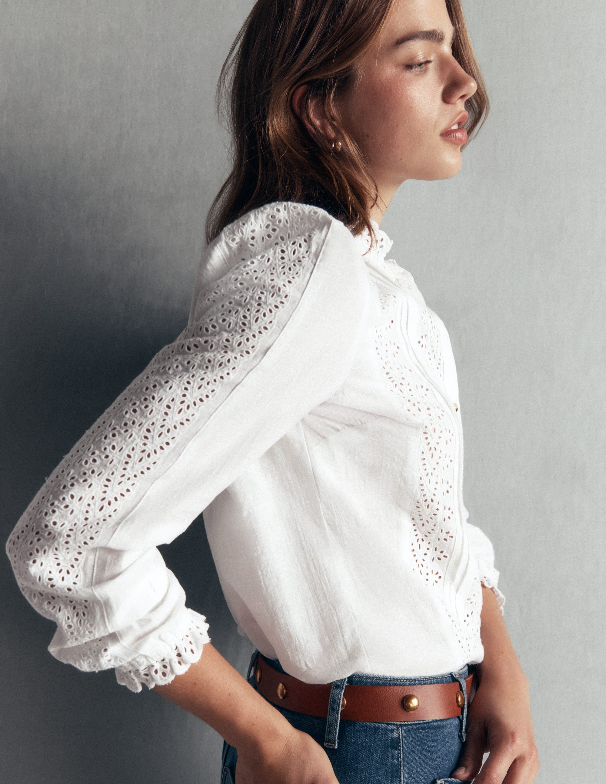 Cotton Broderie Top-Ivory - Image 2