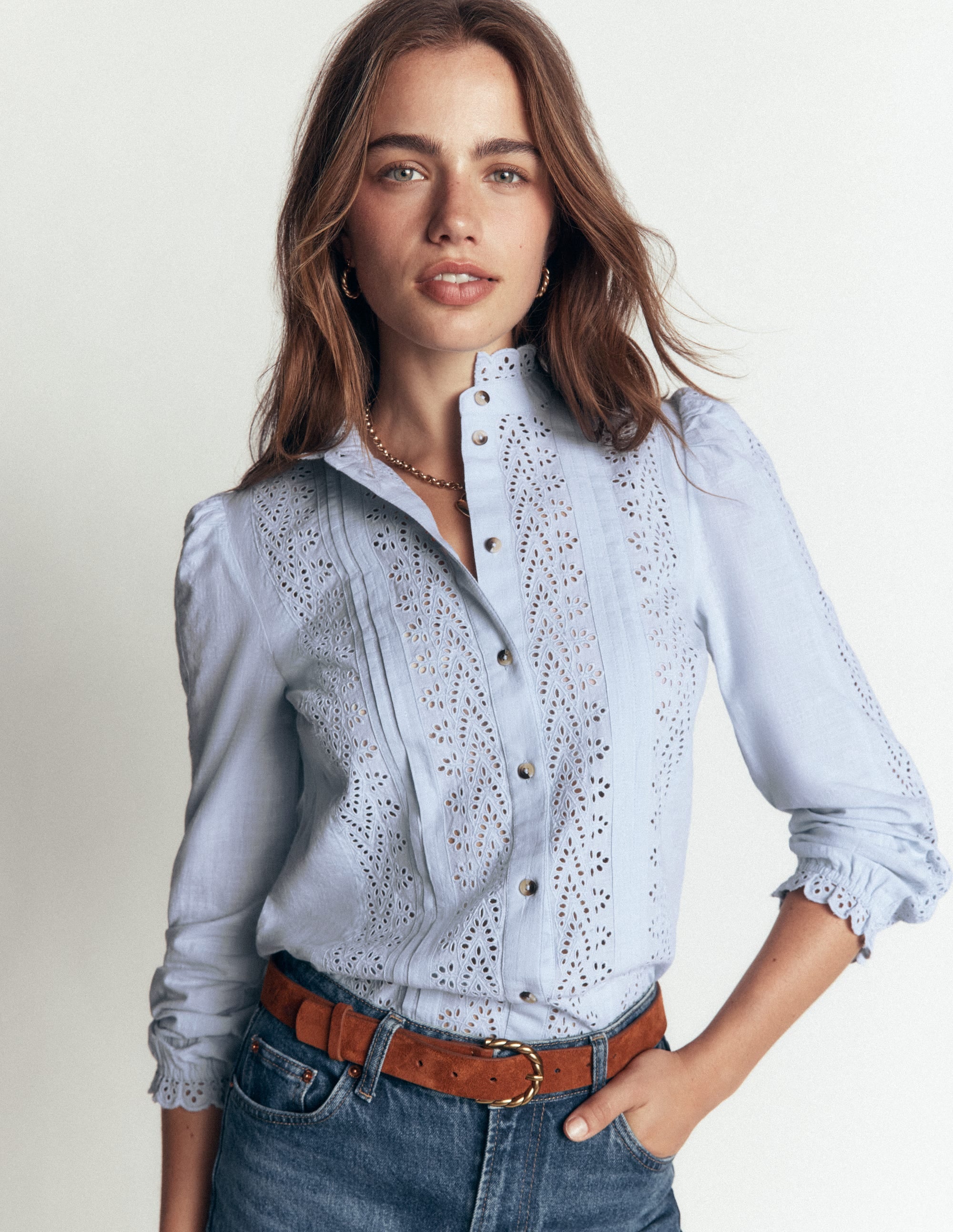 Cotton Broderie Top-Niagra Mist - Image 4
