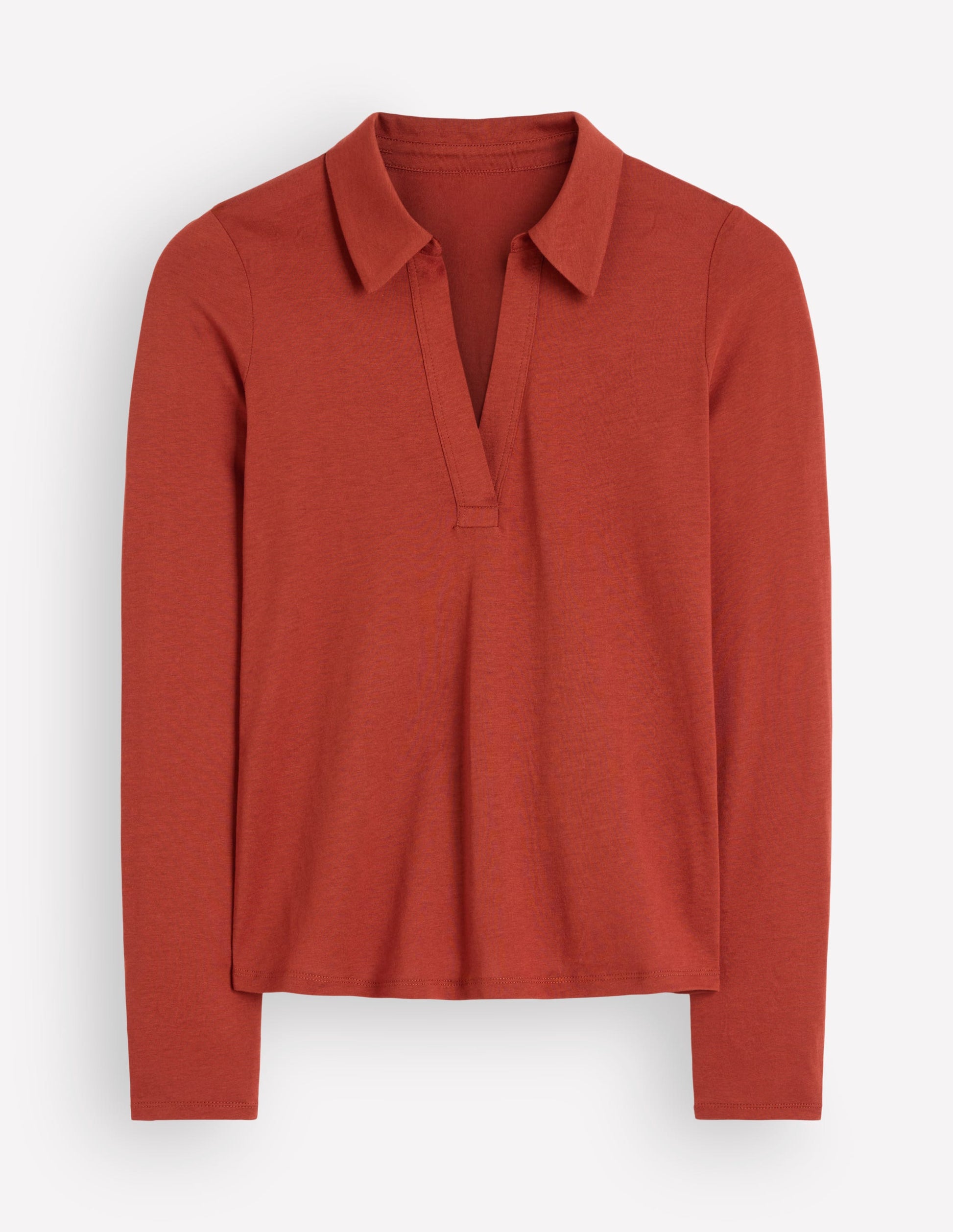 Supersoft Open Collar Shirt-Burnt Orange-5