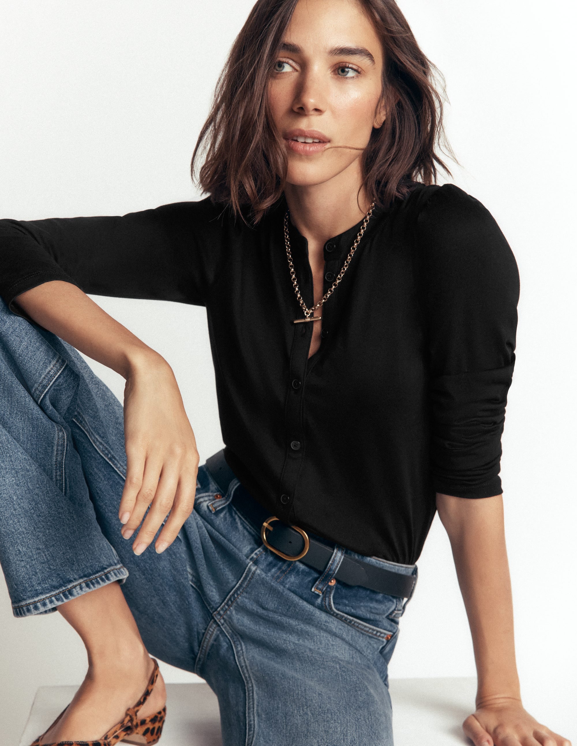 Supersoft Puff Sleeve Shirt-Black - Image 1