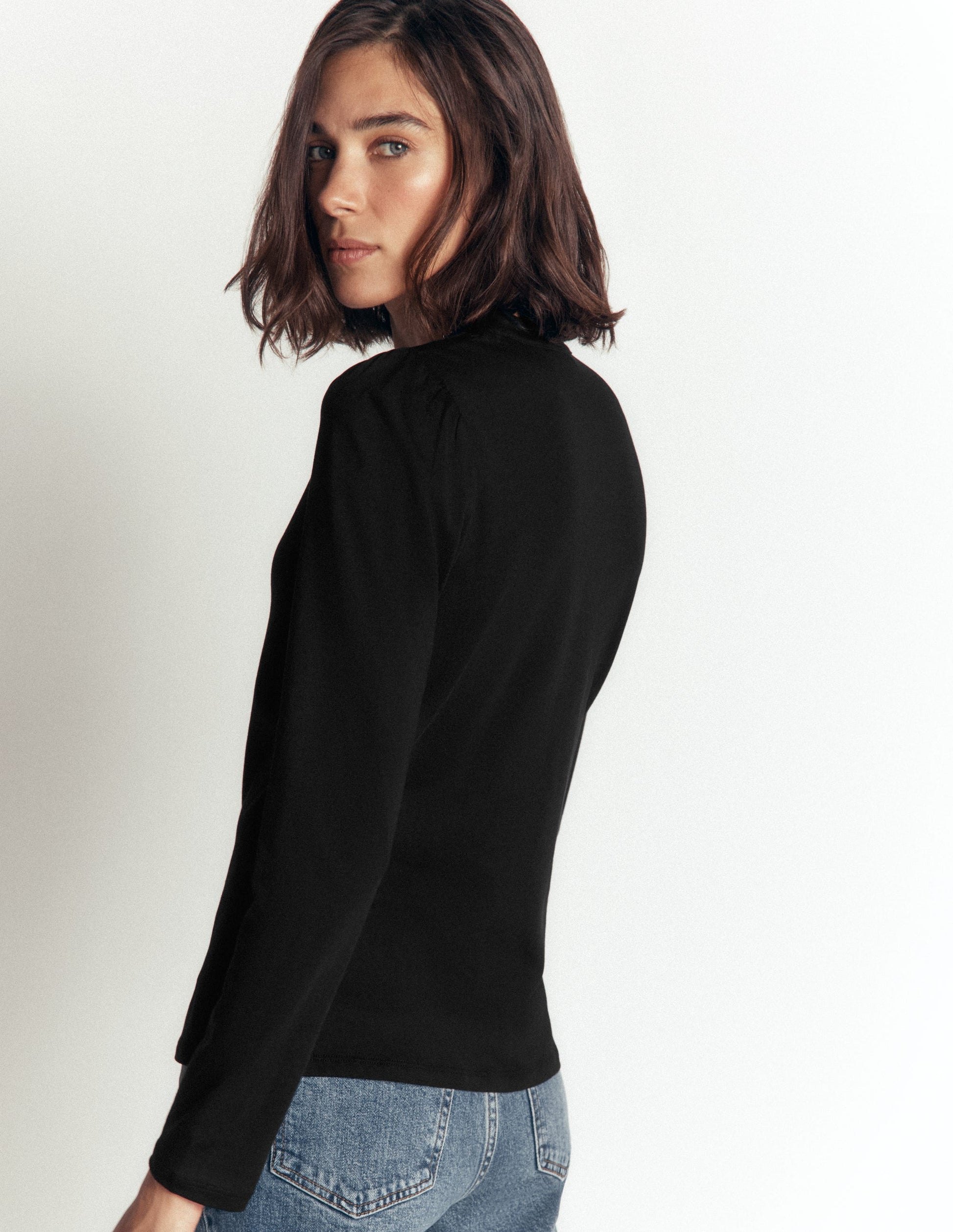 Supersoft Puff Sleeve Shirt-Black-2
