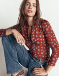 Supersoft Puff Sleeve Shirt-Burnt Orange, Delicate Garden