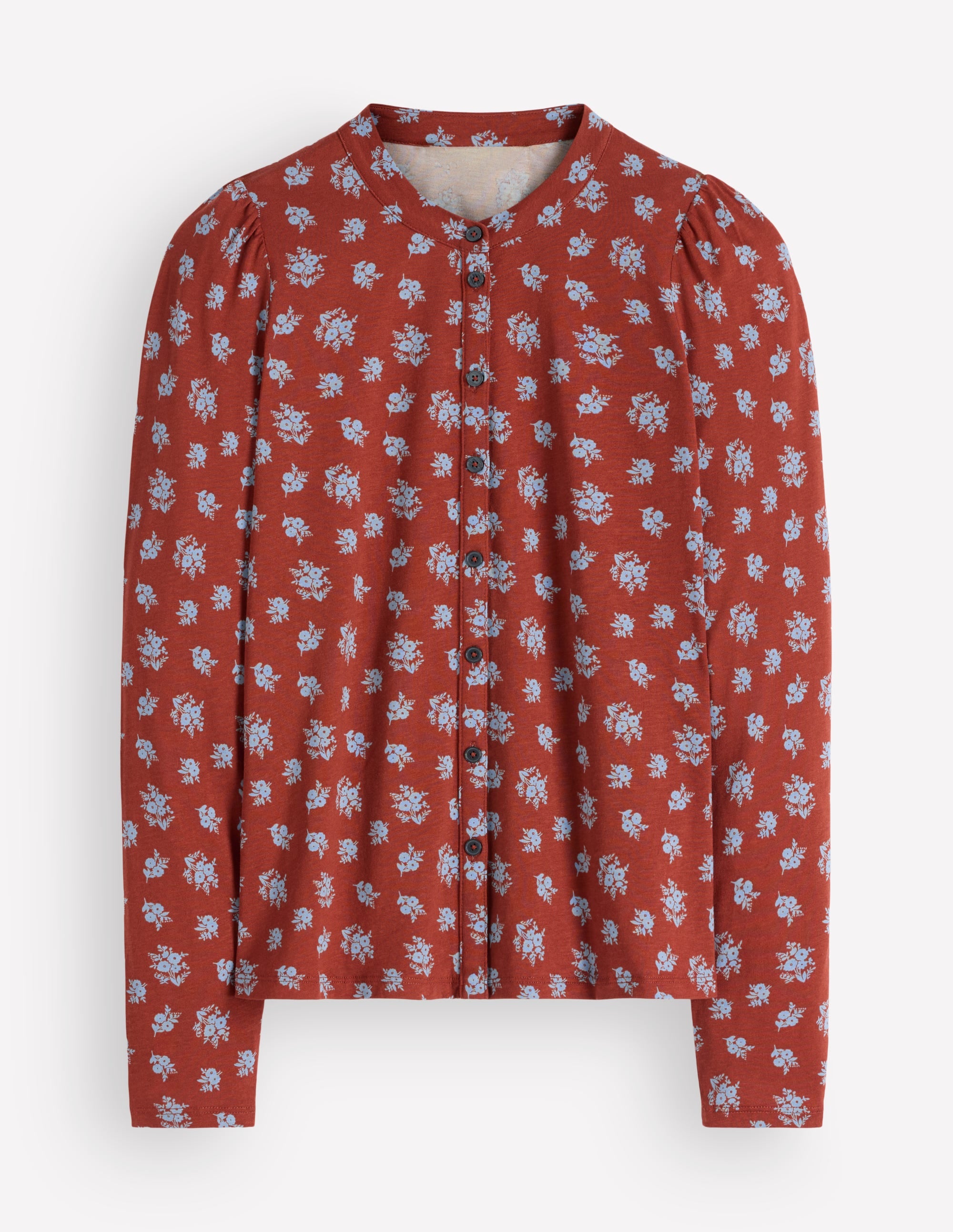 Supersoft Puff Sleeve Shirt-Burnt Orange, Delicate Garden - Image 5
