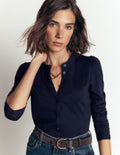 Supersoft Puff Sleeve Shirt-Navy