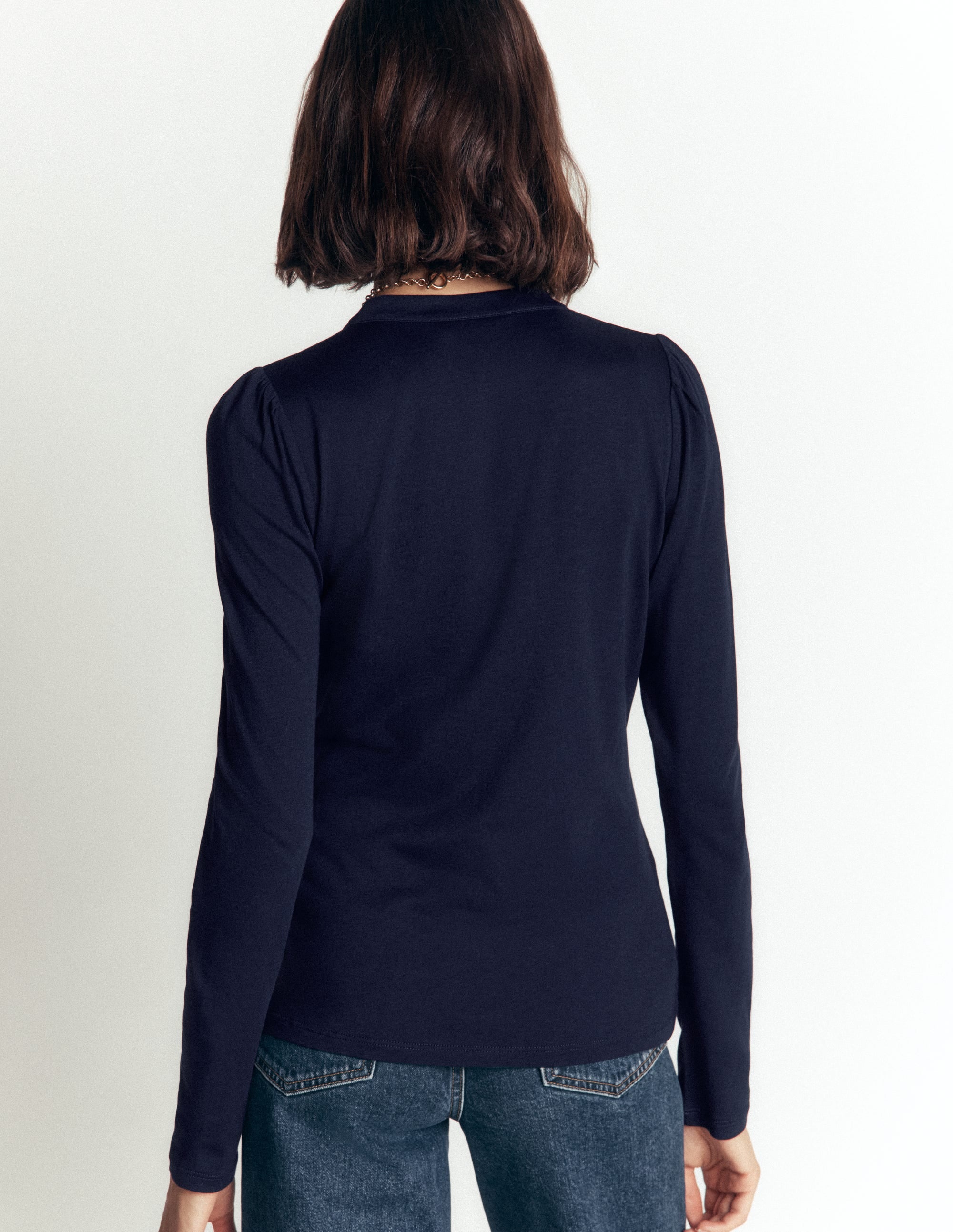Supersoft Puff Sleeve Shirt-Navy - Image 2