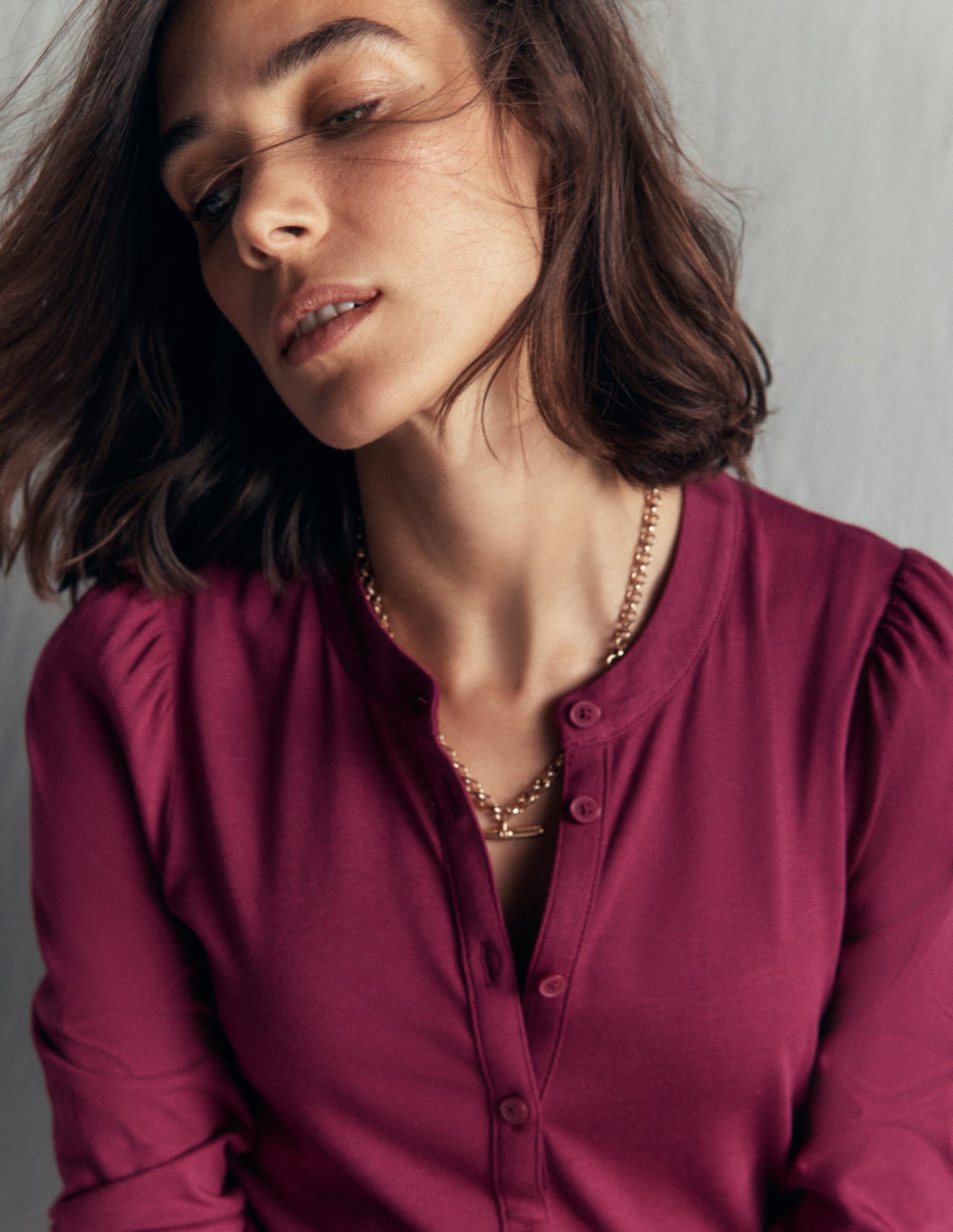Supersoft Puff Sleeve Shirt-Beetroot Red-2