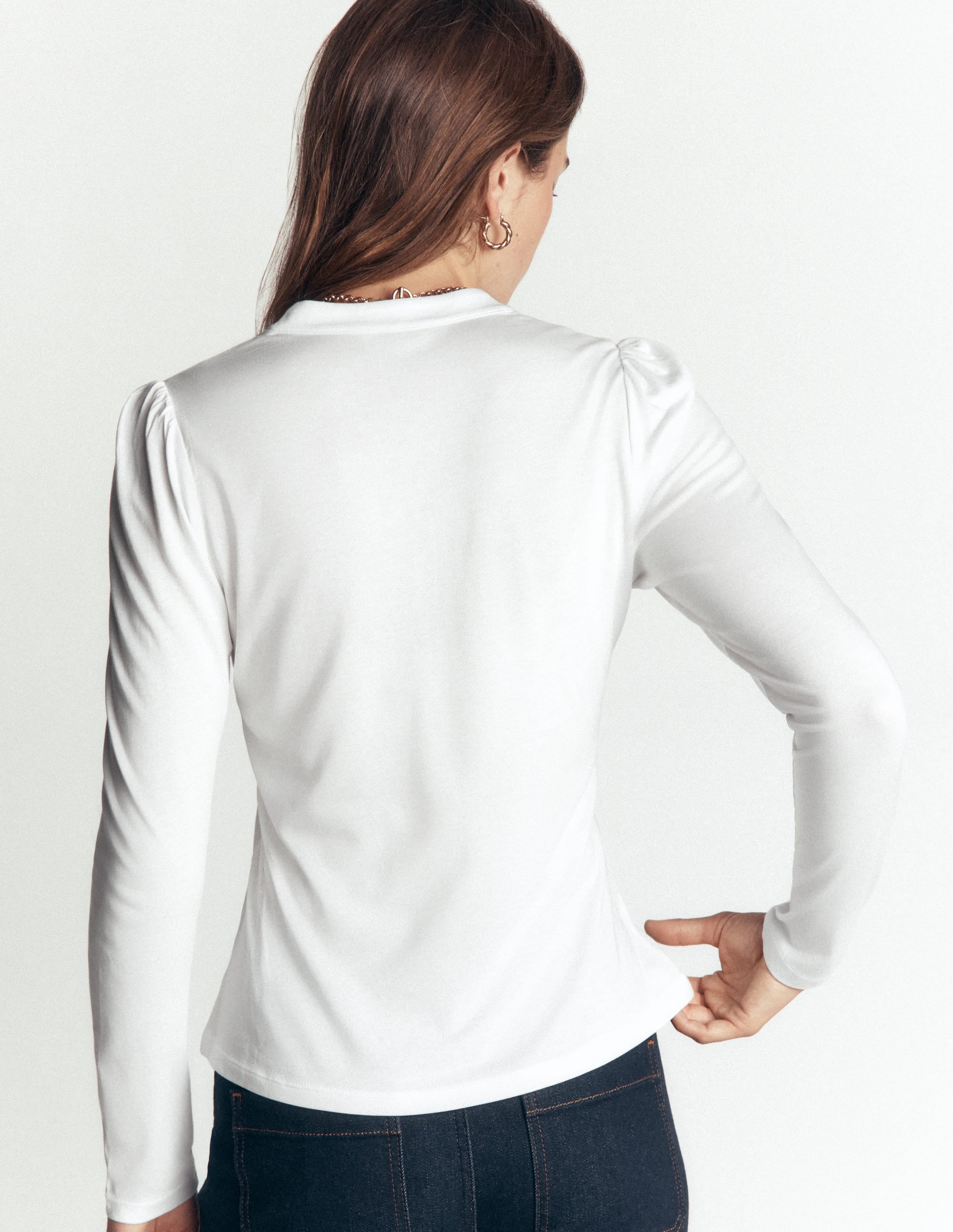 Supersoft Puff Sleeve Shirt-White - Image 3