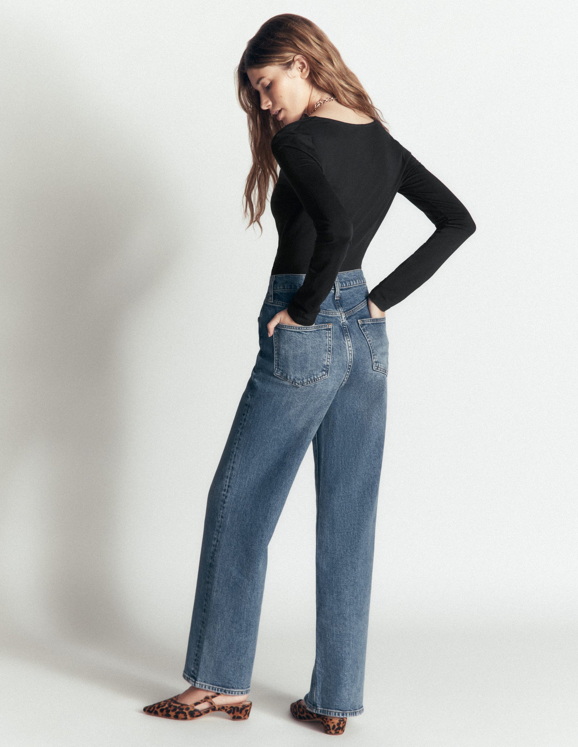 Ruched Long Sleeve Wrap Top-Black-3