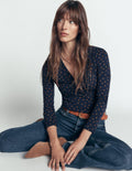 Ruched Long Sleeve Wrap Top-French Navy, Boden Spot