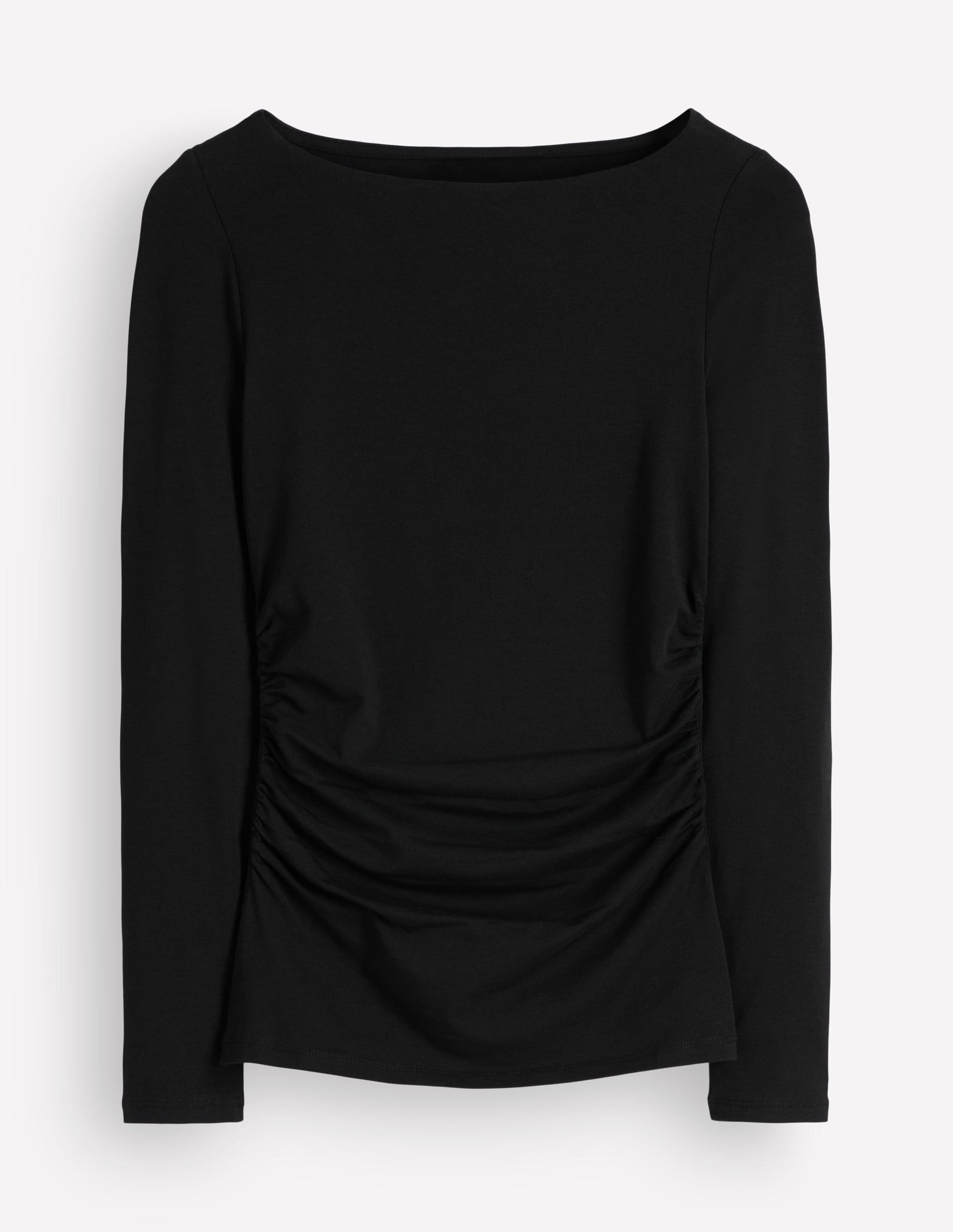 Gathered Detail Long sleeve-Black-5