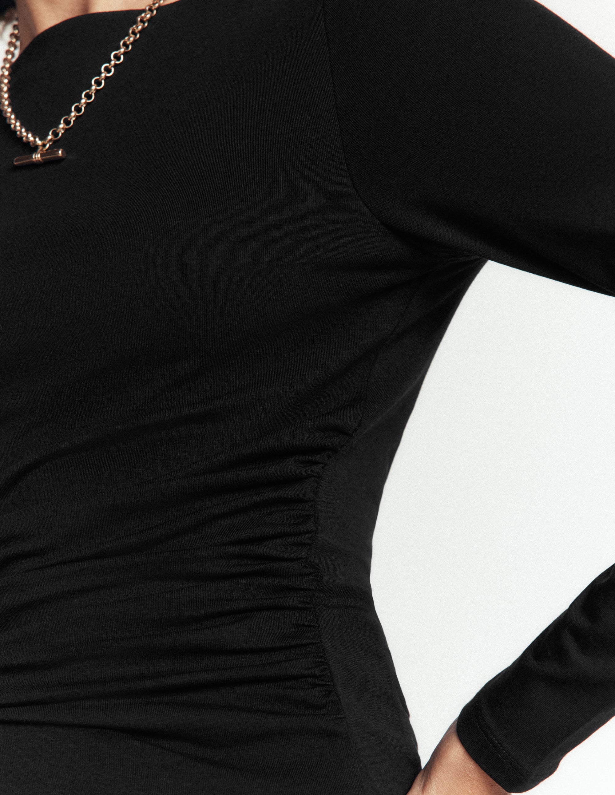 Gathered Detail Long sleeve-Black - Image 2