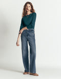Gathered Detail Long sleeve-Midnight Teal