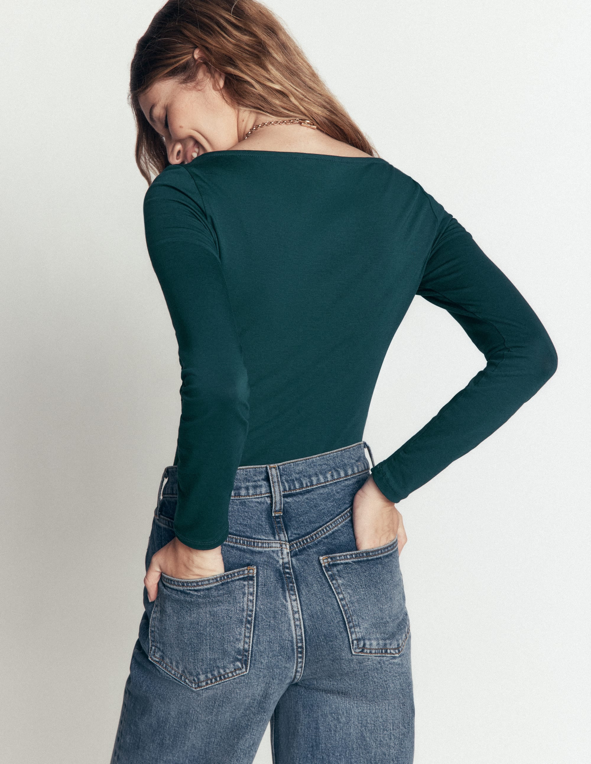 Gathered Detail Long sleeve-Midnight Teal - Image 3