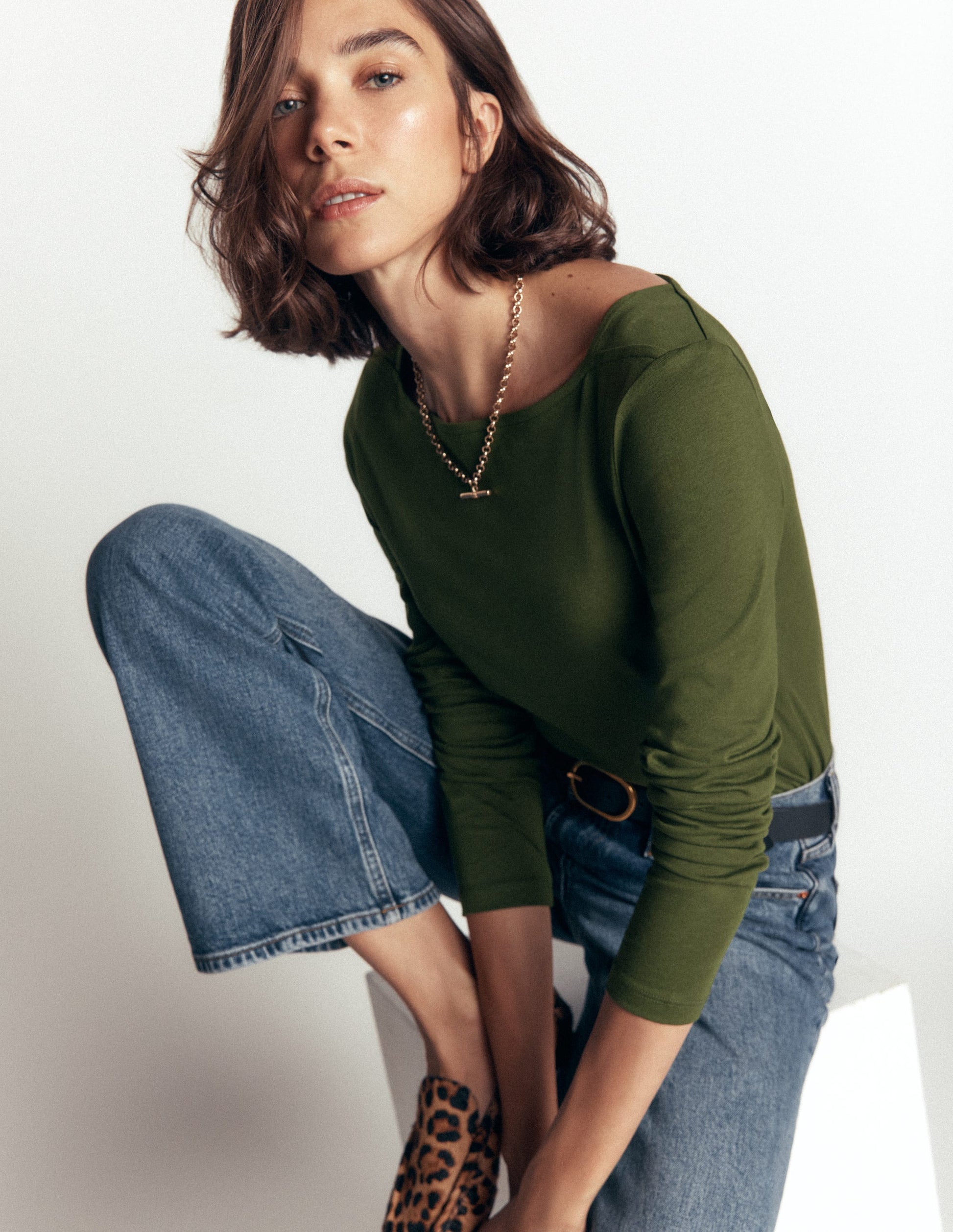 Square Neck Long Sleeve-Brunswick Green-1