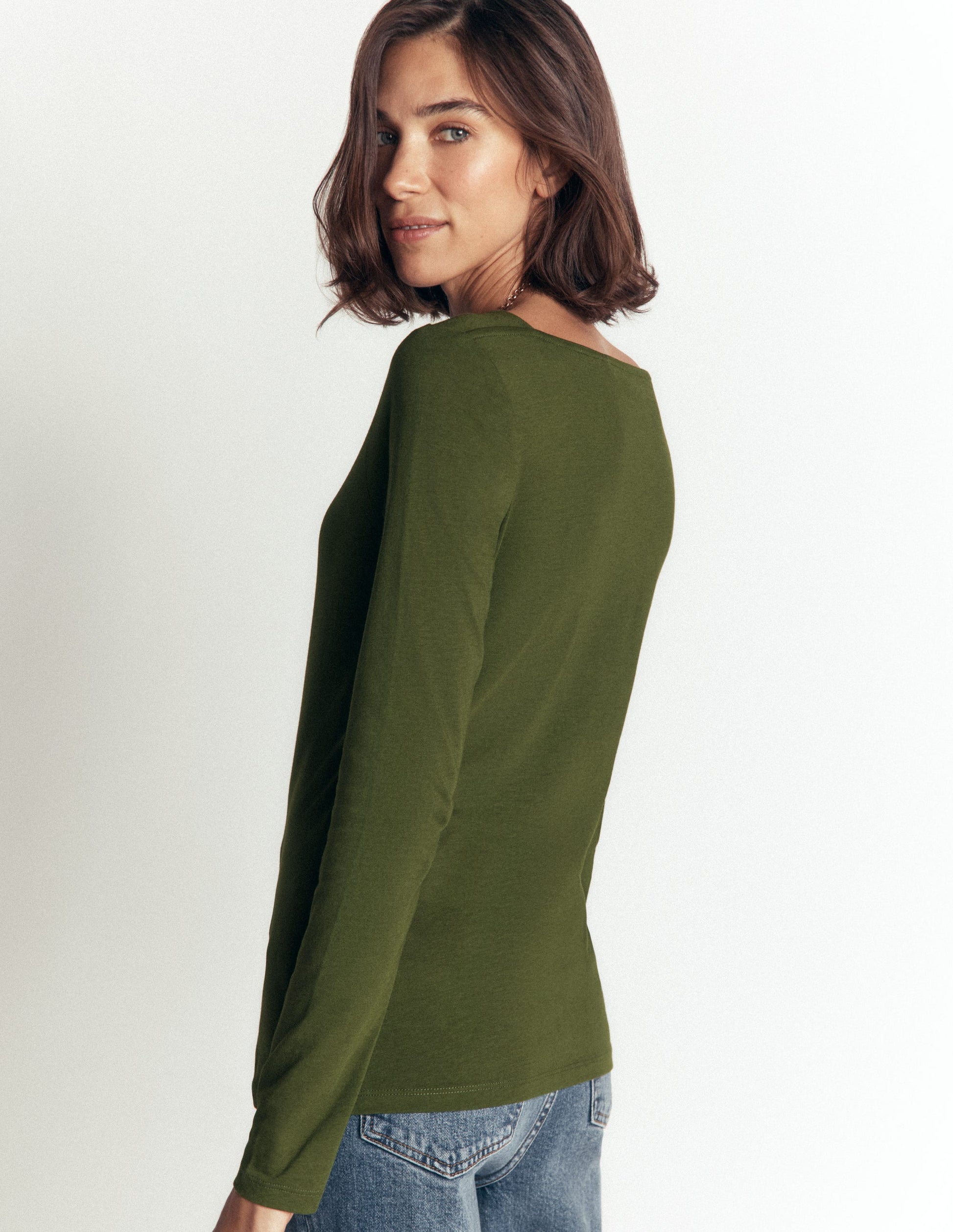 Square Neck Long Sleeve-Brunswick Green-3