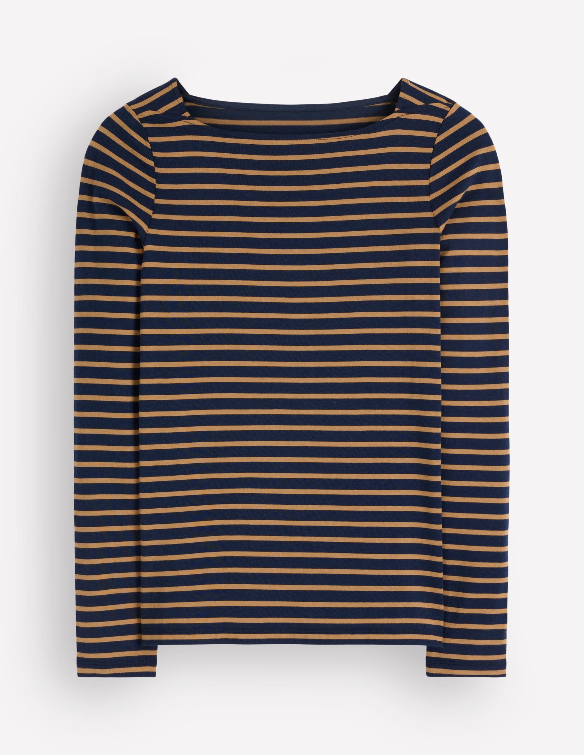 Square Neck Long Sleeve-Navy and Dijon Stripe-5