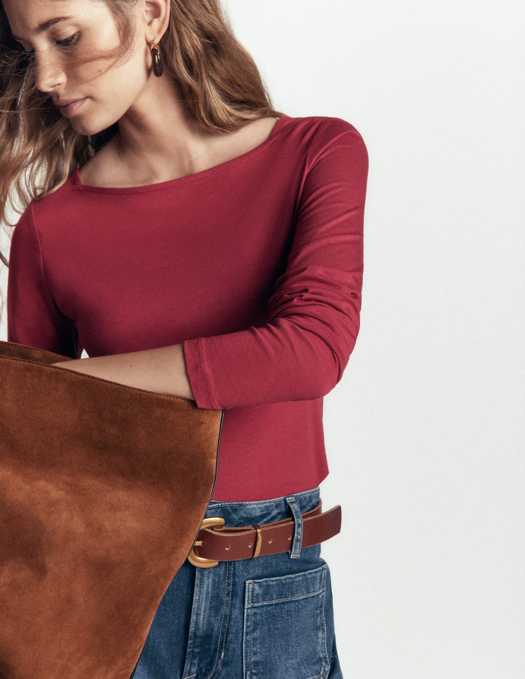Square Neck Long Sleeve-Rich Chestnut - Image 1