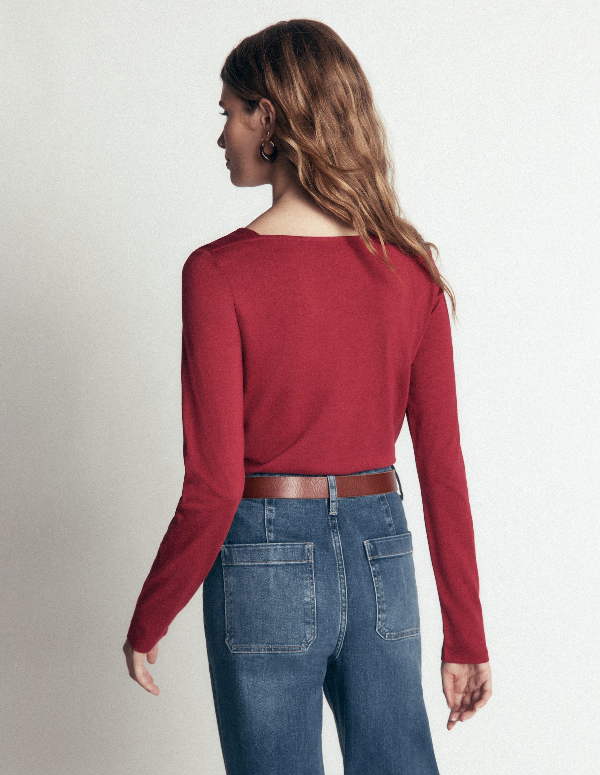 Square Neck Long Sleeve-Rich Chestnut-3