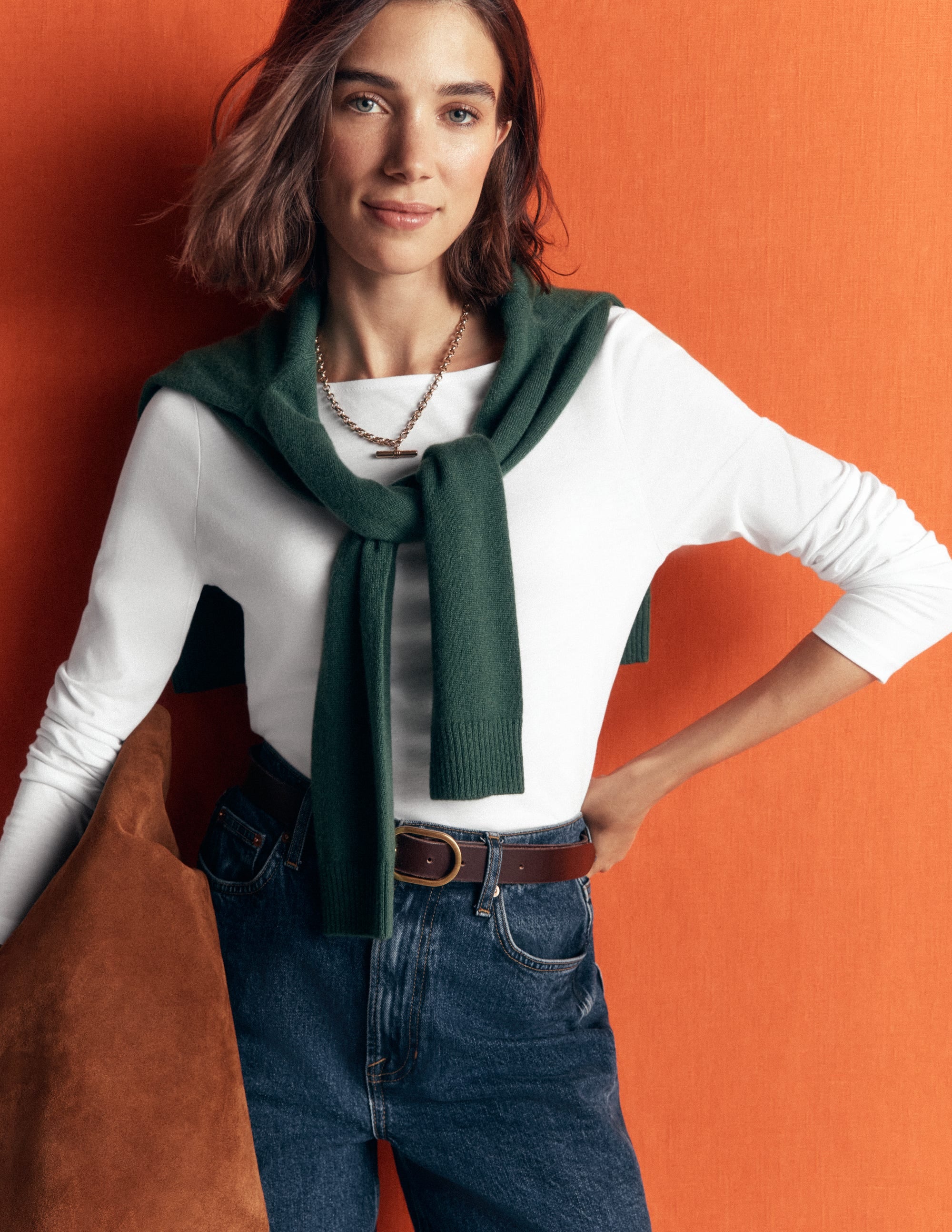 Square Neck Long Sleeve-White - Image 1