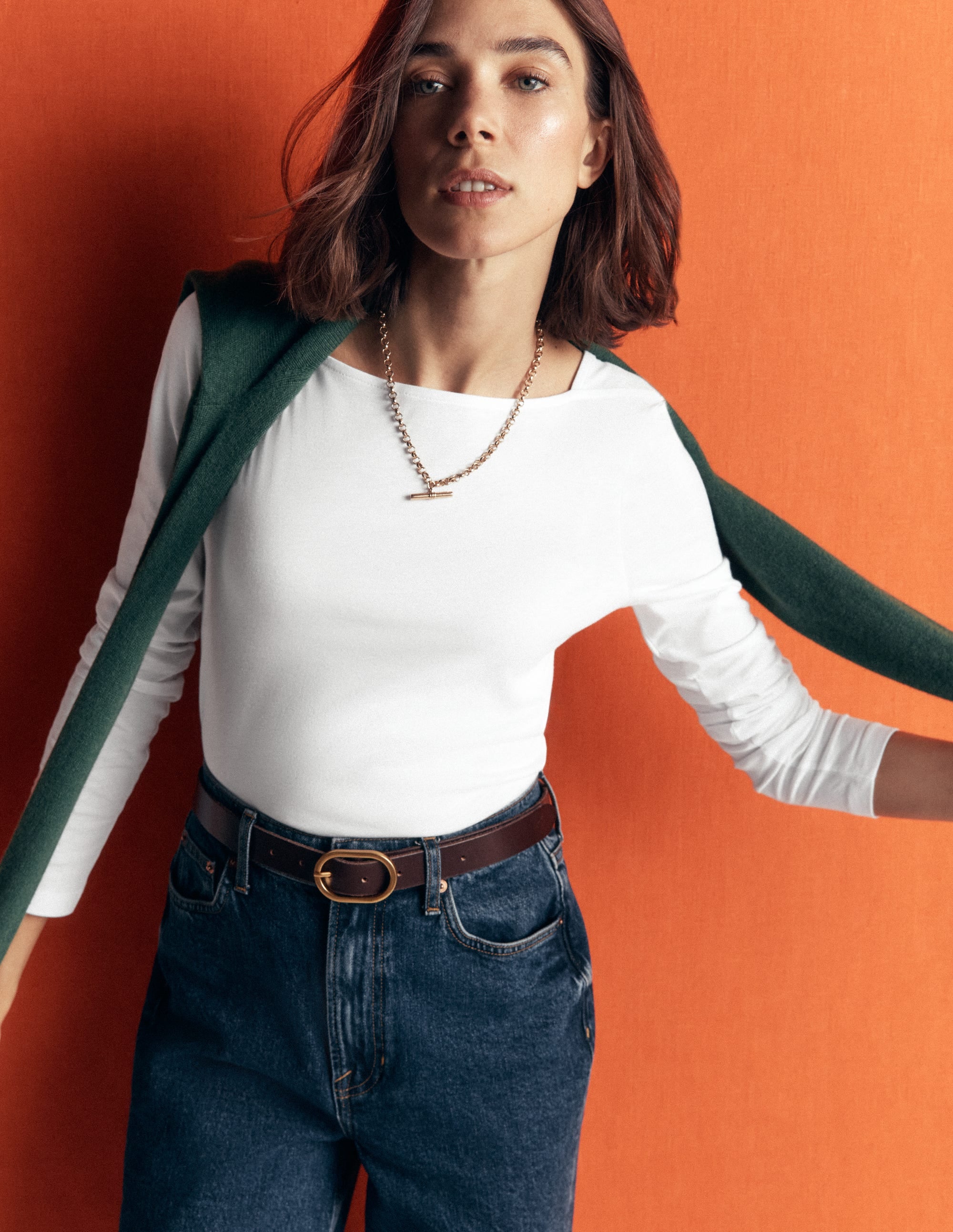 Square Neck Long Sleeve-White - Image 4