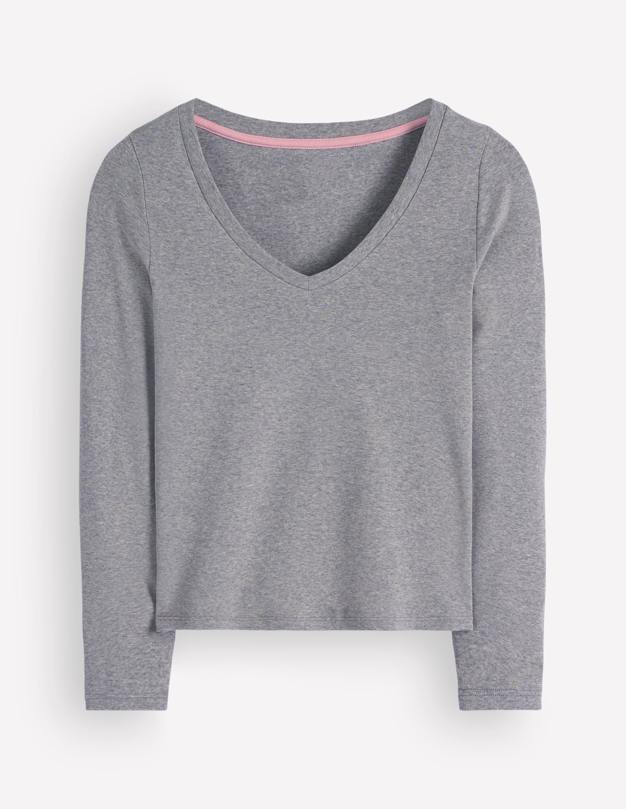 Essential V Neck Top-Grey Marl - Image 5