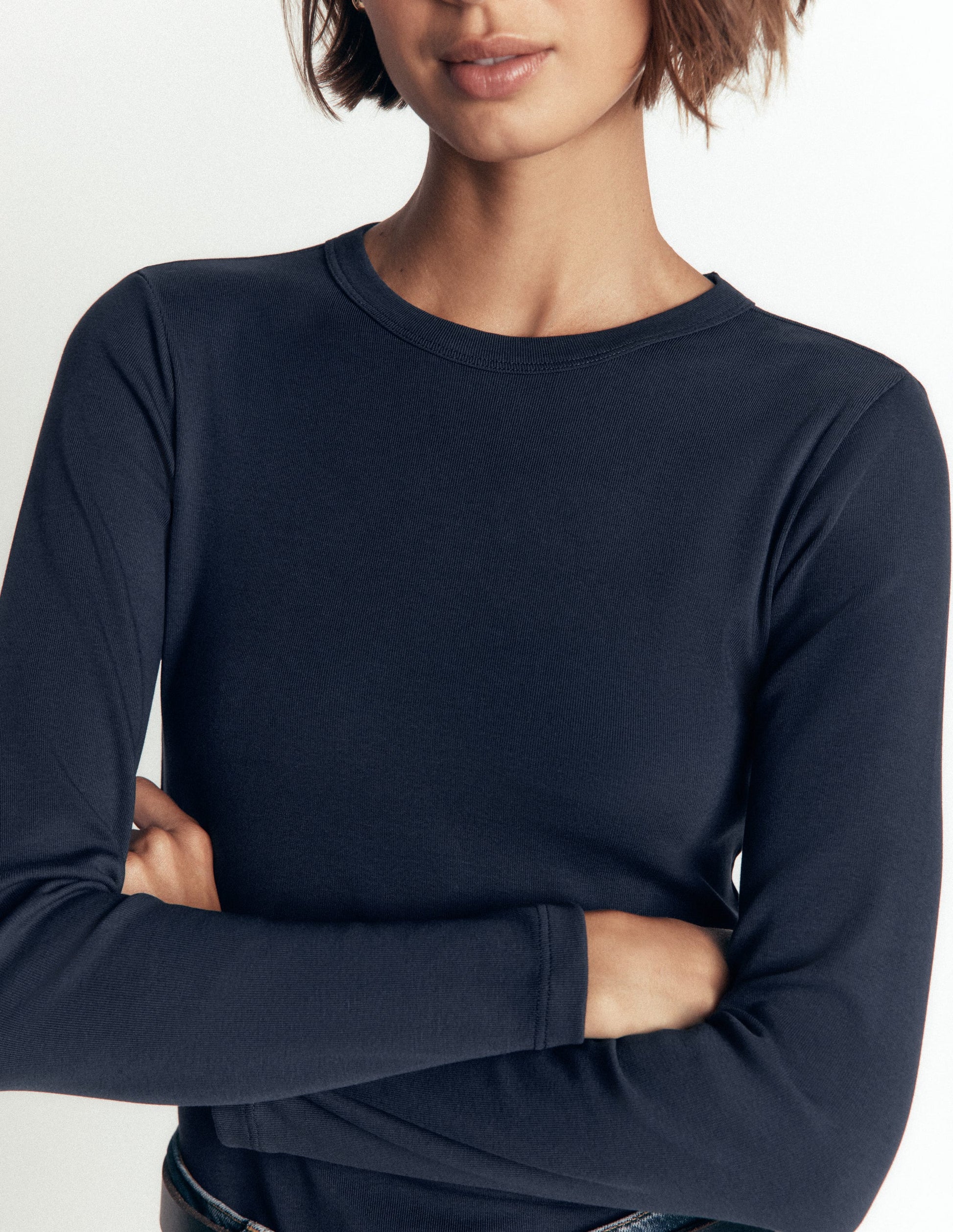 Annie Essential Crew Neck Top-NAVY-2