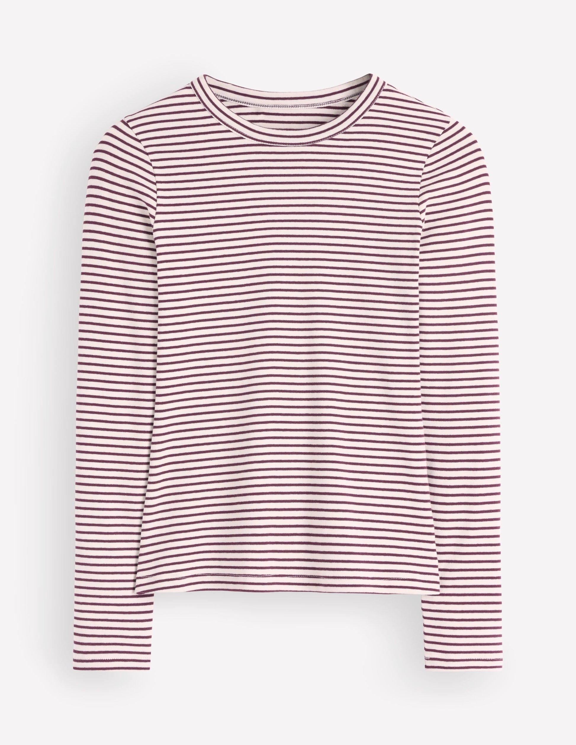 Annie Essential Crew Neck Top-Deep Wisteria and Ivory Stripe-5