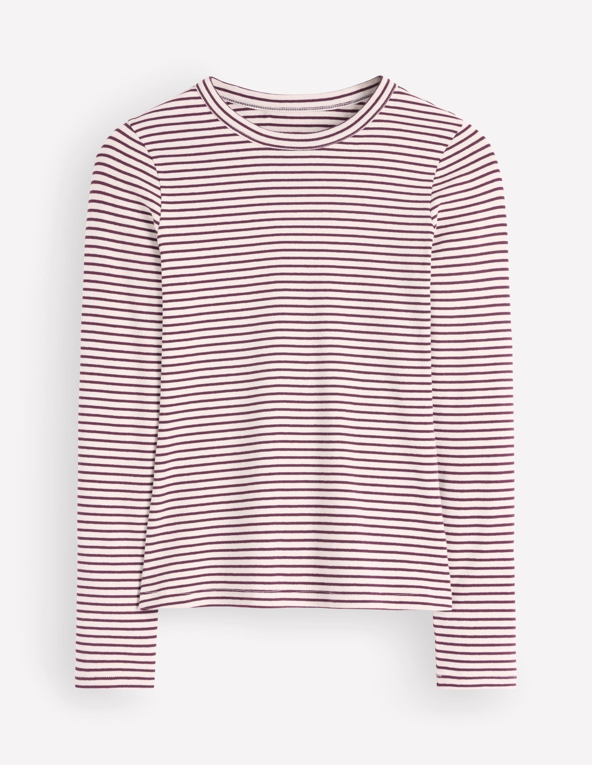Annie Essential Crew Neck Top-Deep Wisteria and Ivory Stripe - Image 5
