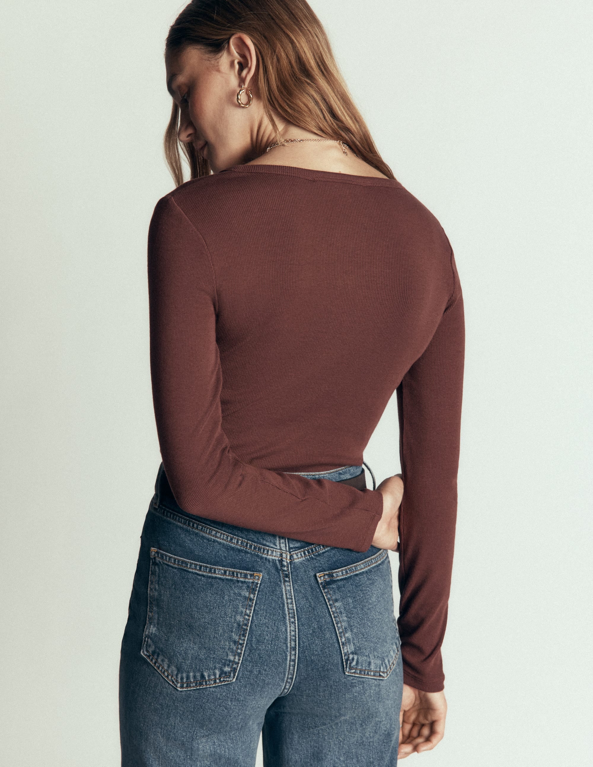 Ribbed Long Sleeve Henley-Fudgesickle - Image 3