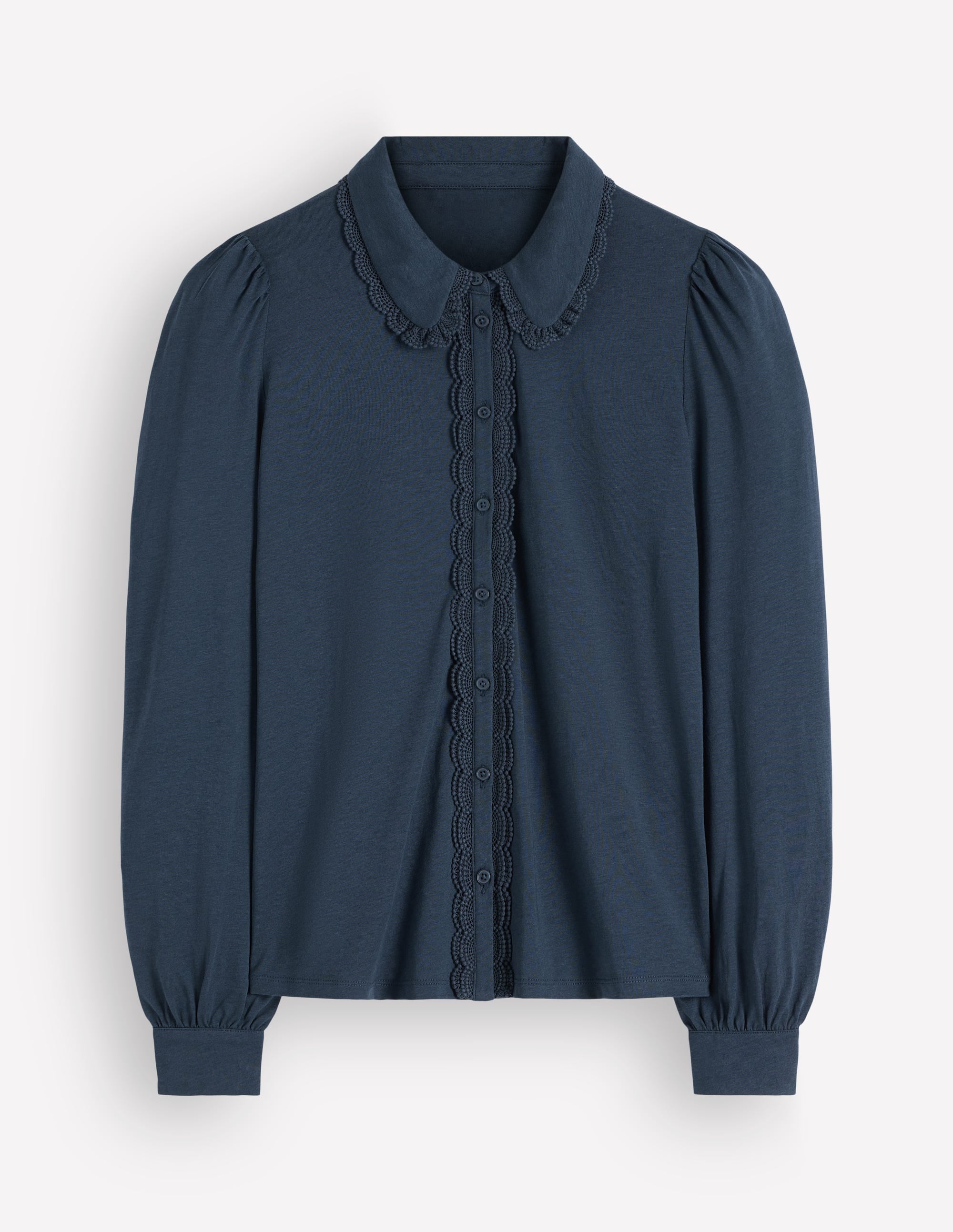 Lace Frill Blouse - Moonlit Ocean | Boden UK