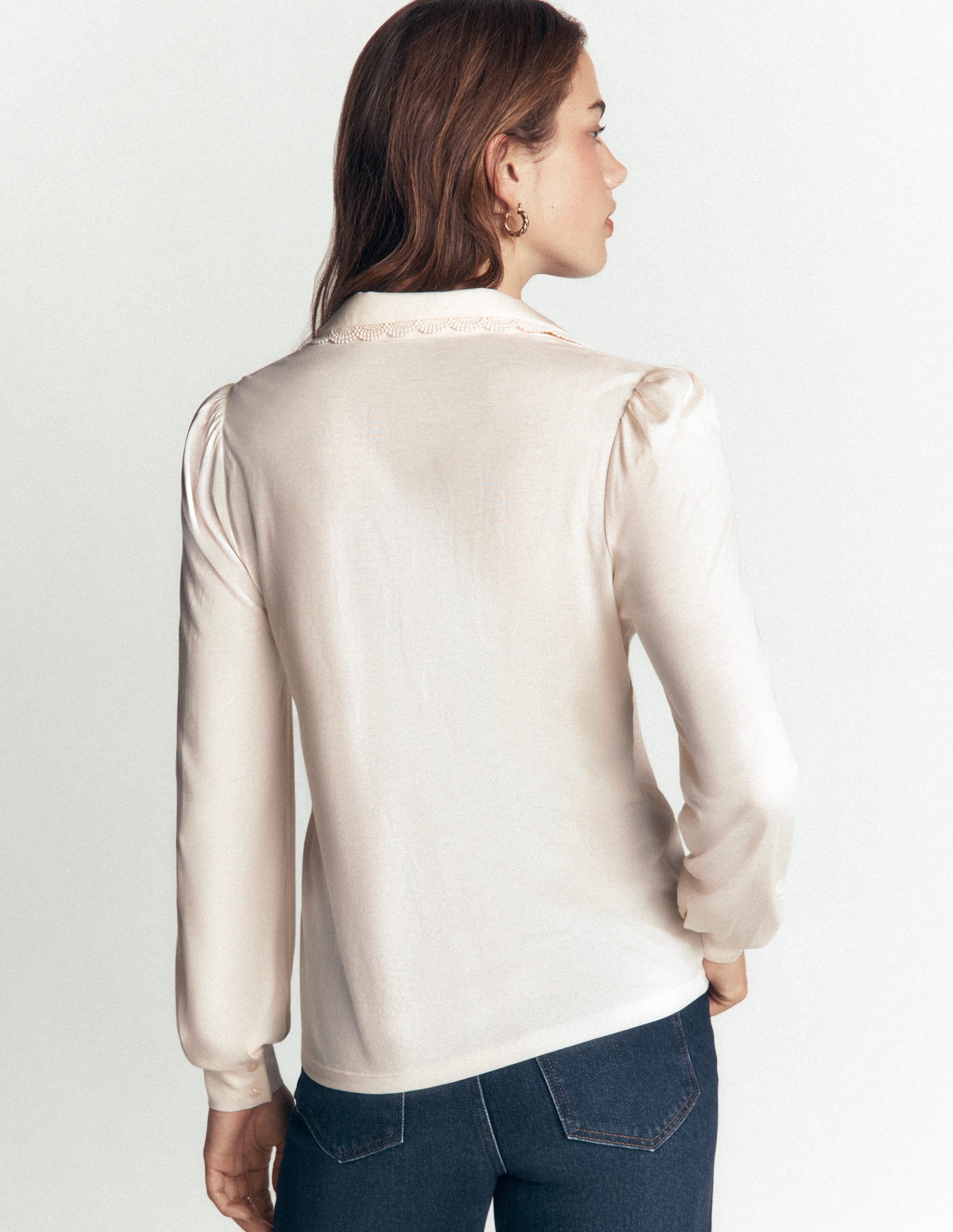 Lace Frill Blouse-Ivory - Image 3