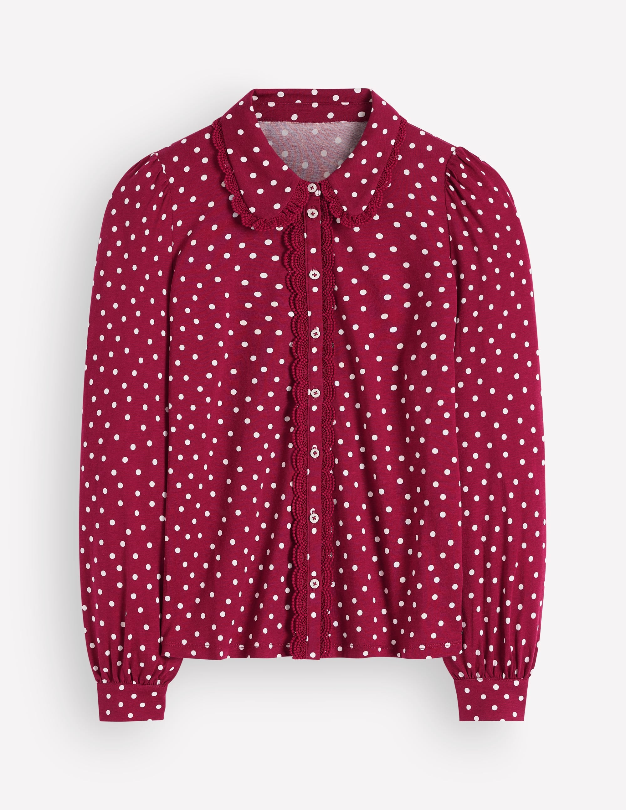 Lace Frill Blouse-Ruby Red, Boden Spot - Image 6