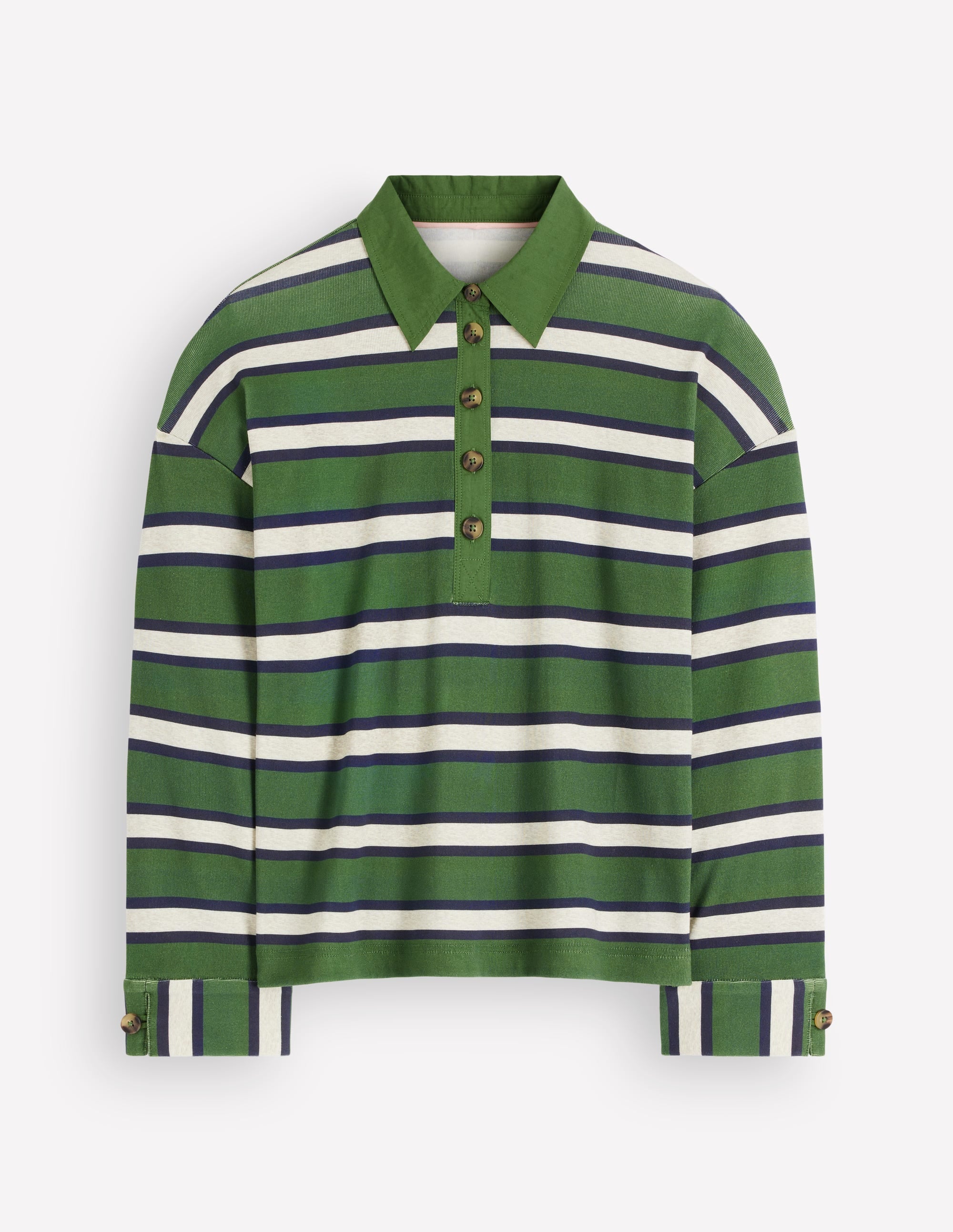 Collar Button Striped Breton-Chive and Navy Stripe - Image 7
