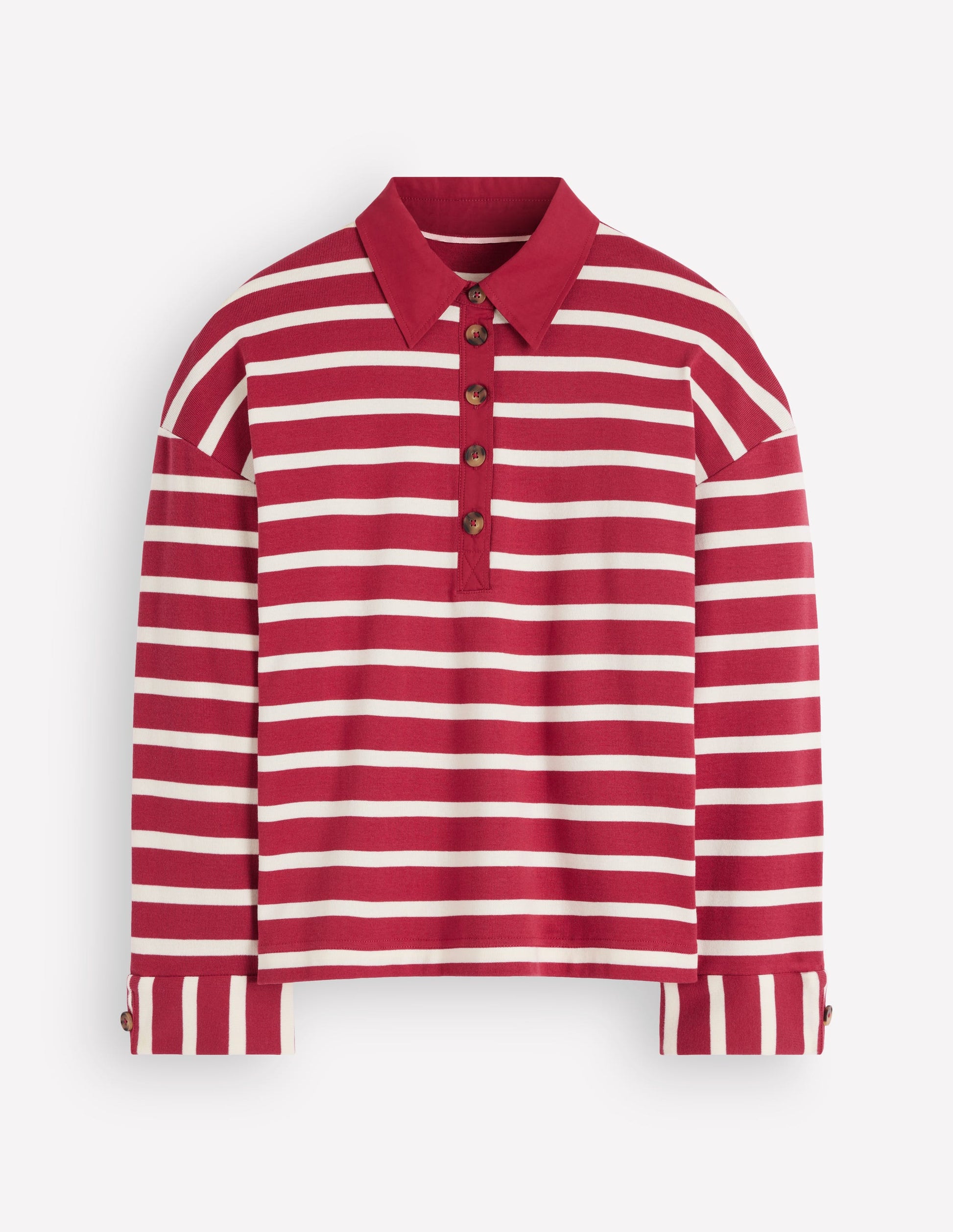 Collar Button Striped Breton-Garnet and Ivory Stripe-6