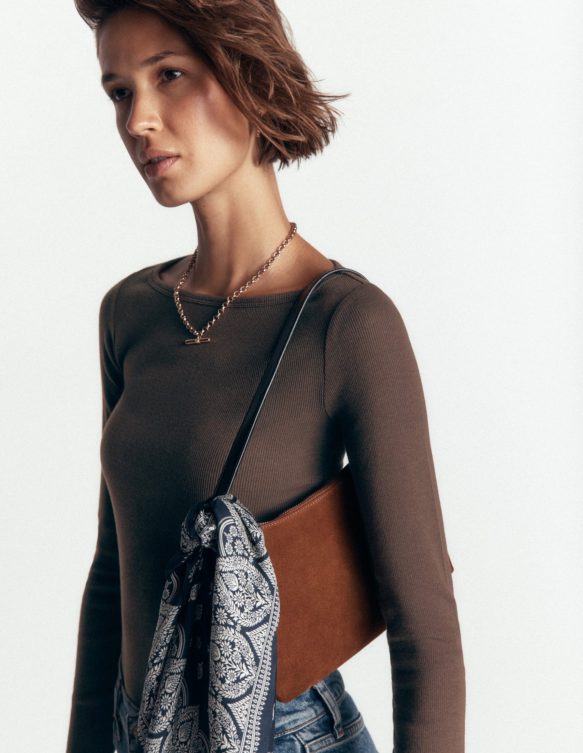 Button Cuff Ribbed Boatneck-Bitter Chocolate-5
