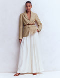 Stamford Linen Blazer-Brown, Ivory Ticking Stripe
