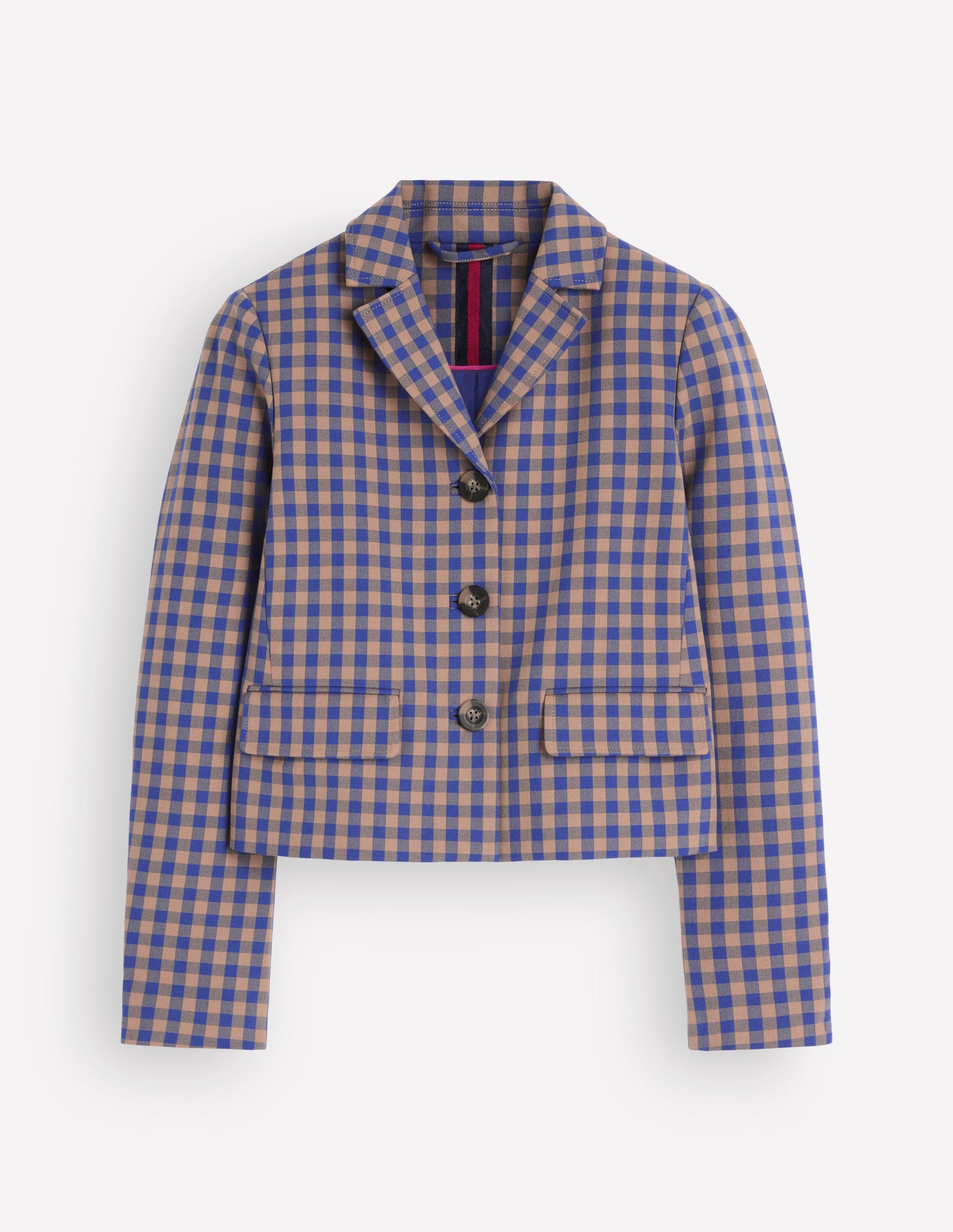Dartmouth Cotton Blazer-Camel, Blue Gingham-8