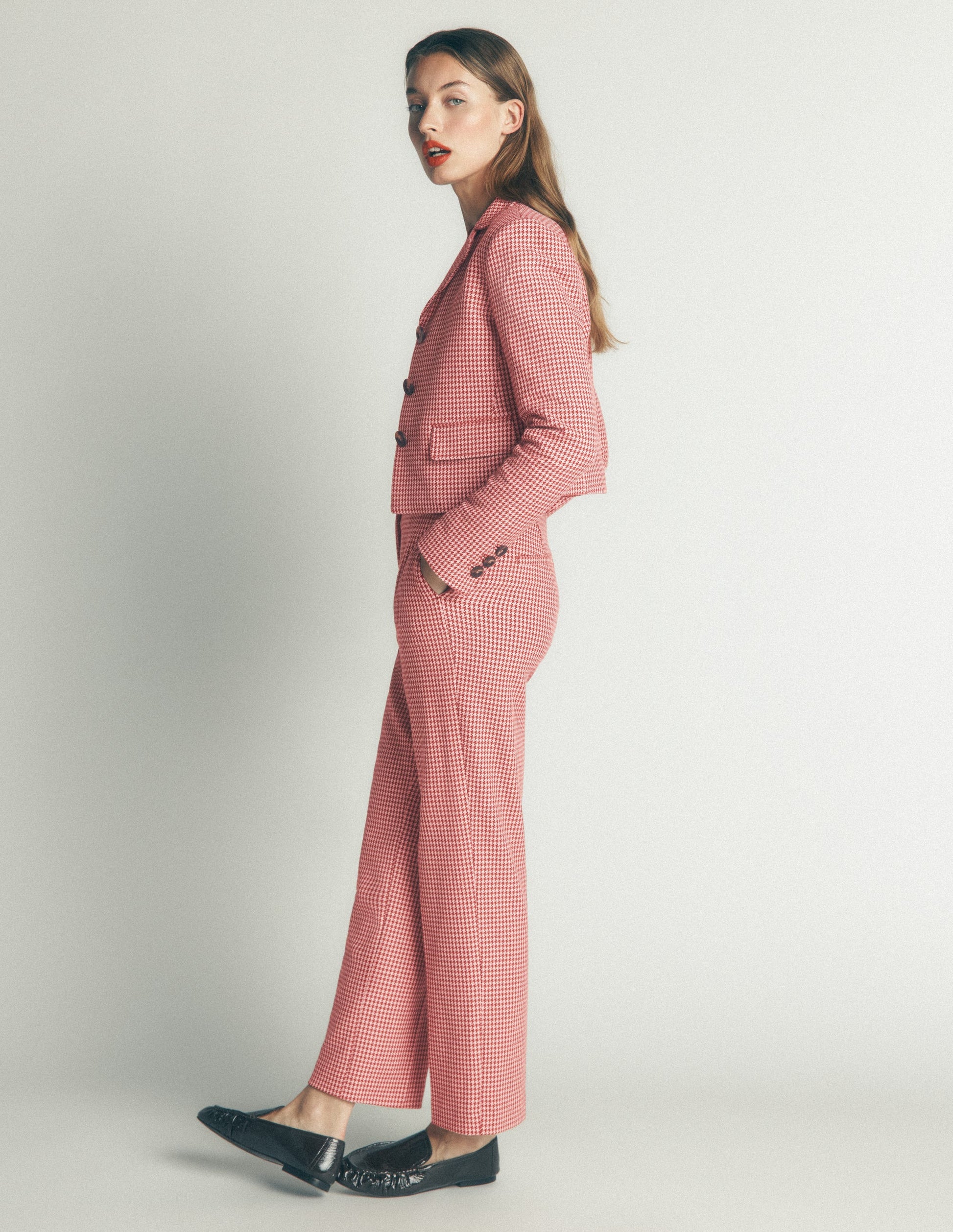 Dartmouth Cotton Blazer-Pink and Brown Puppytooth-5
