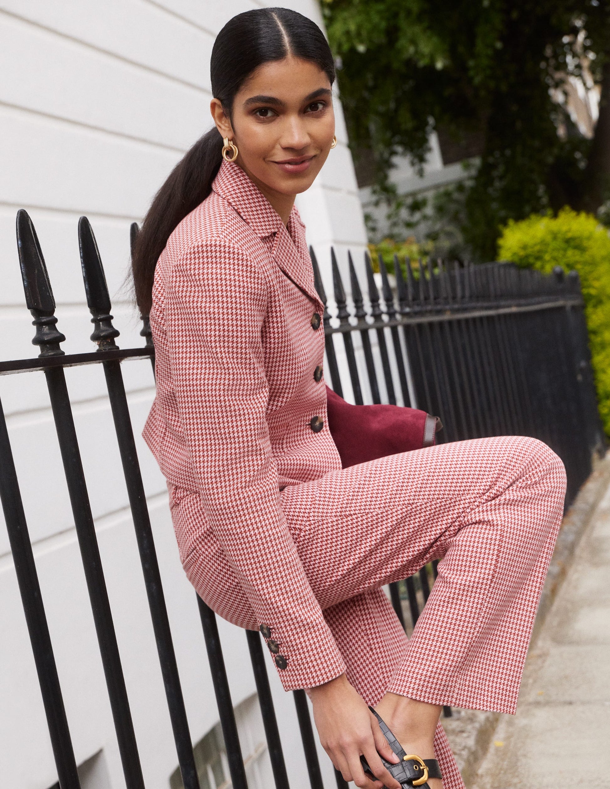 Dartmouth Cotton Blazer-Pink and Brown Puppytooth-1