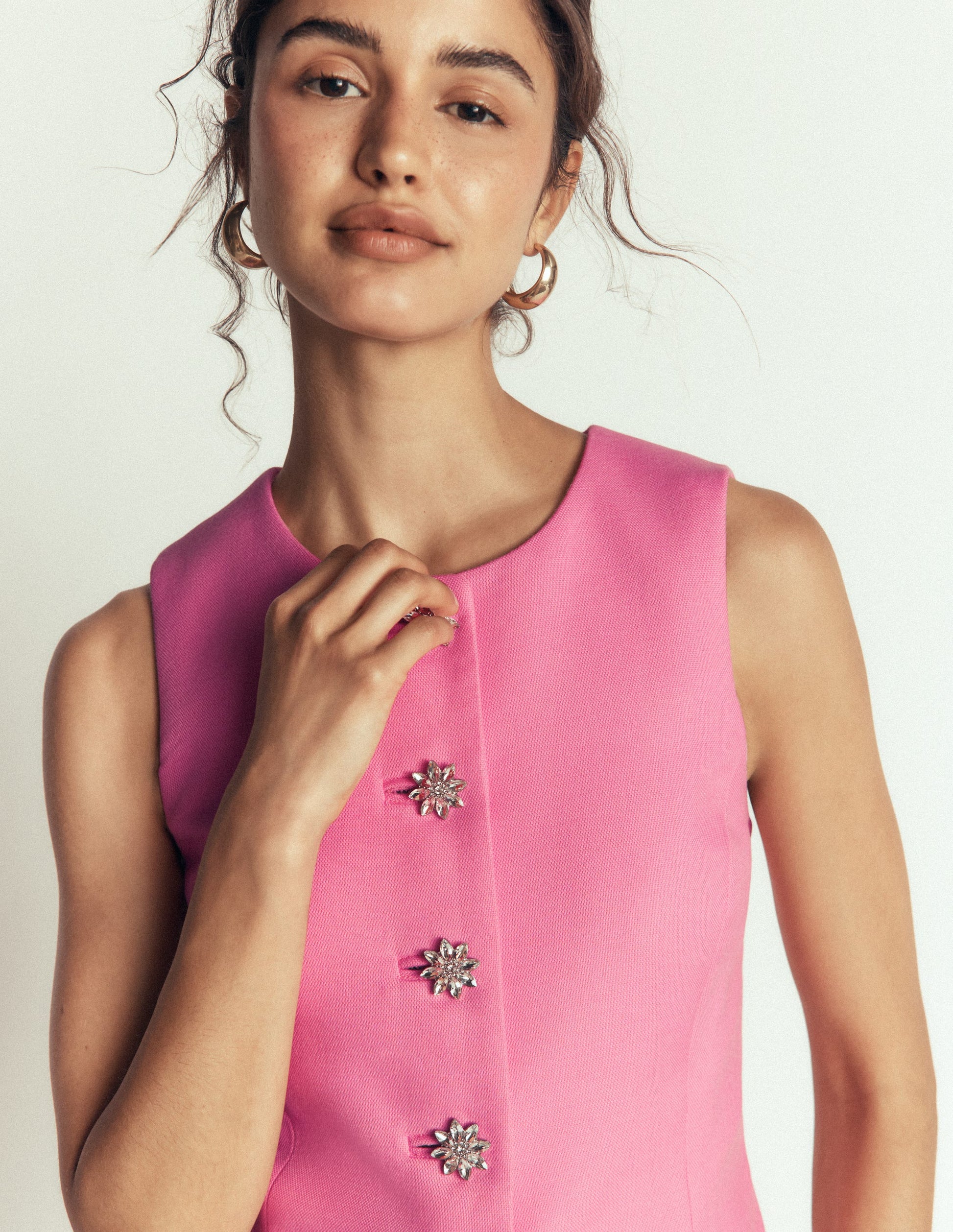 Textured Peplum Waistcoat-Wild Pink-4