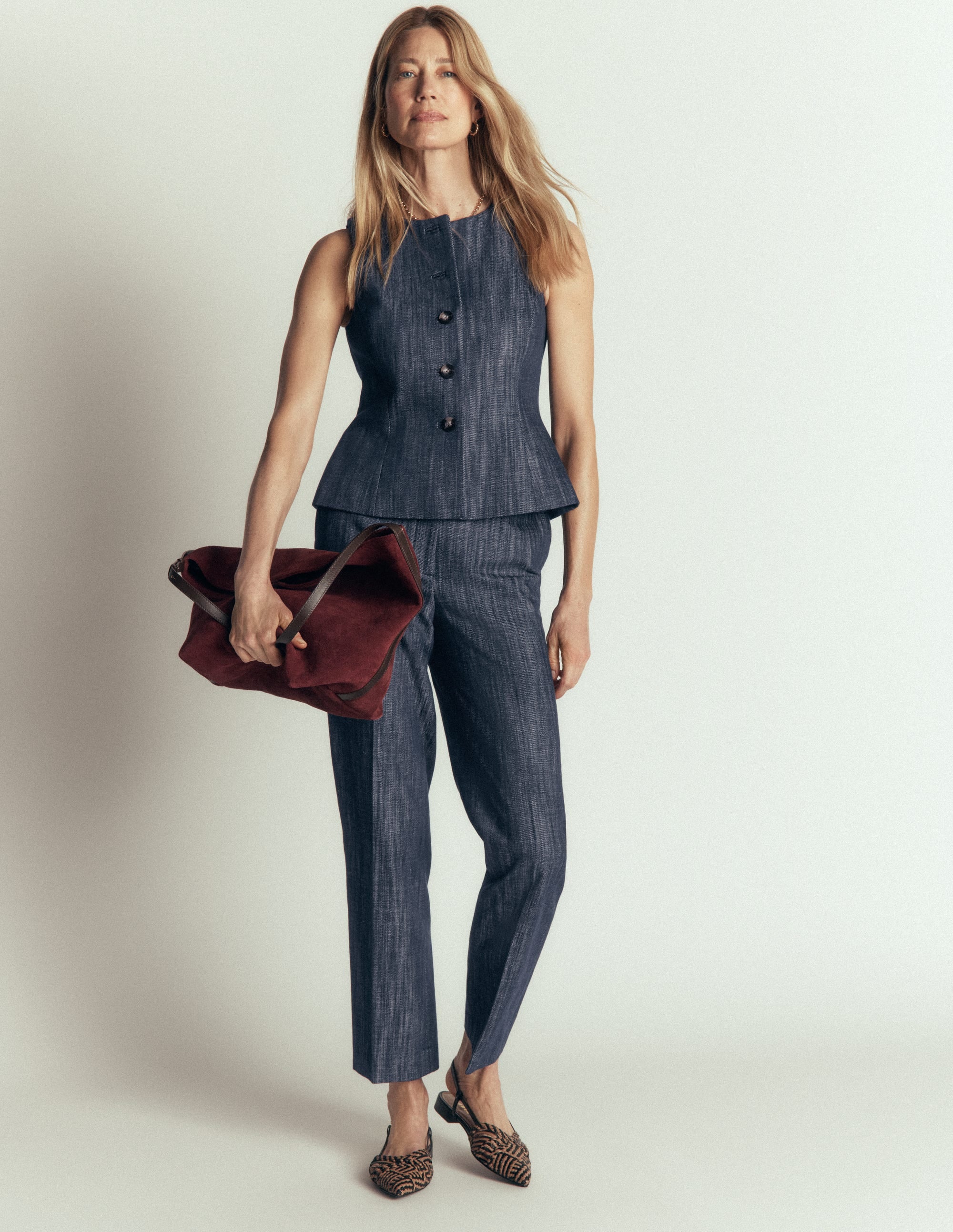 Denim Peplum Waistcoat-Indigo - Image 4