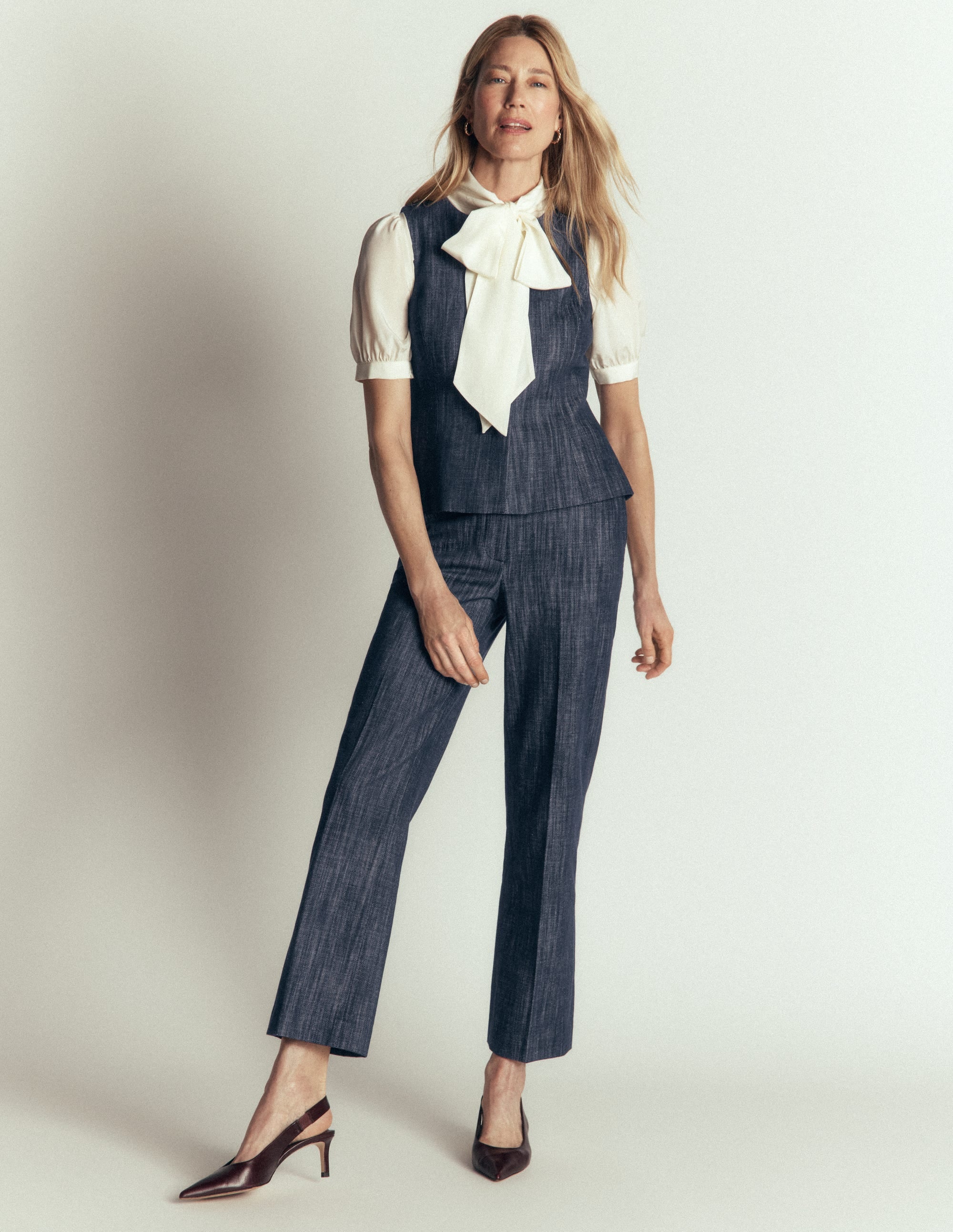 Denim Peplum Waistcoat-Indigo - Image 5